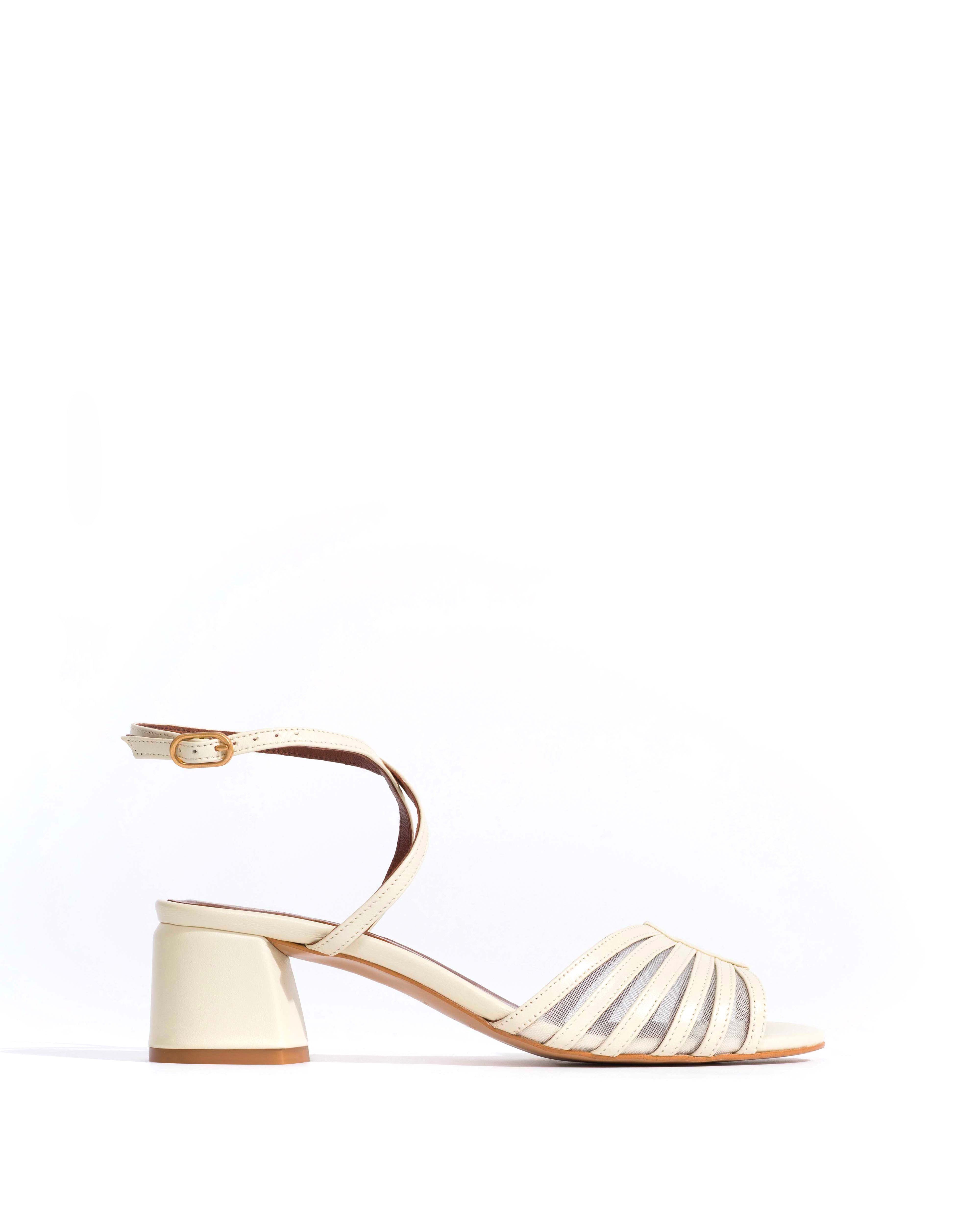 Tangie mesh Shiny lamb & mesh White sand