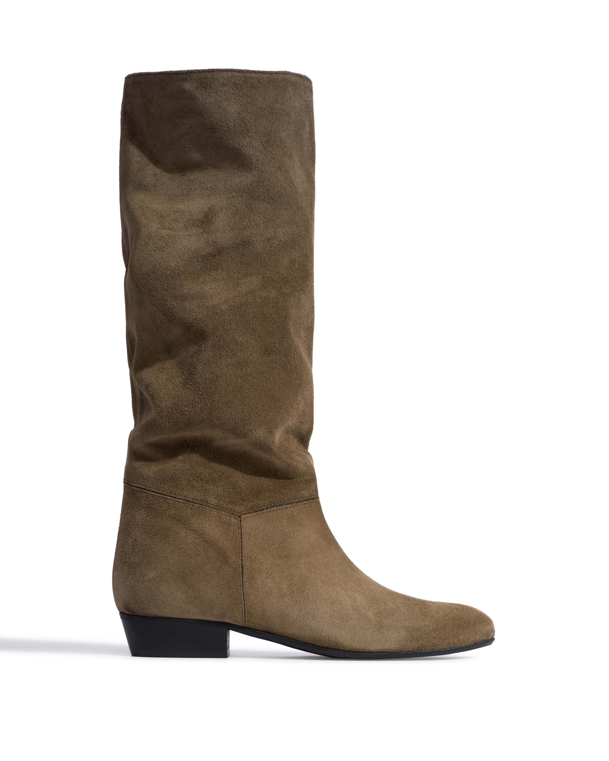 Jasmina 20 Calf suede & sleek leather Dried olive & espresso brown