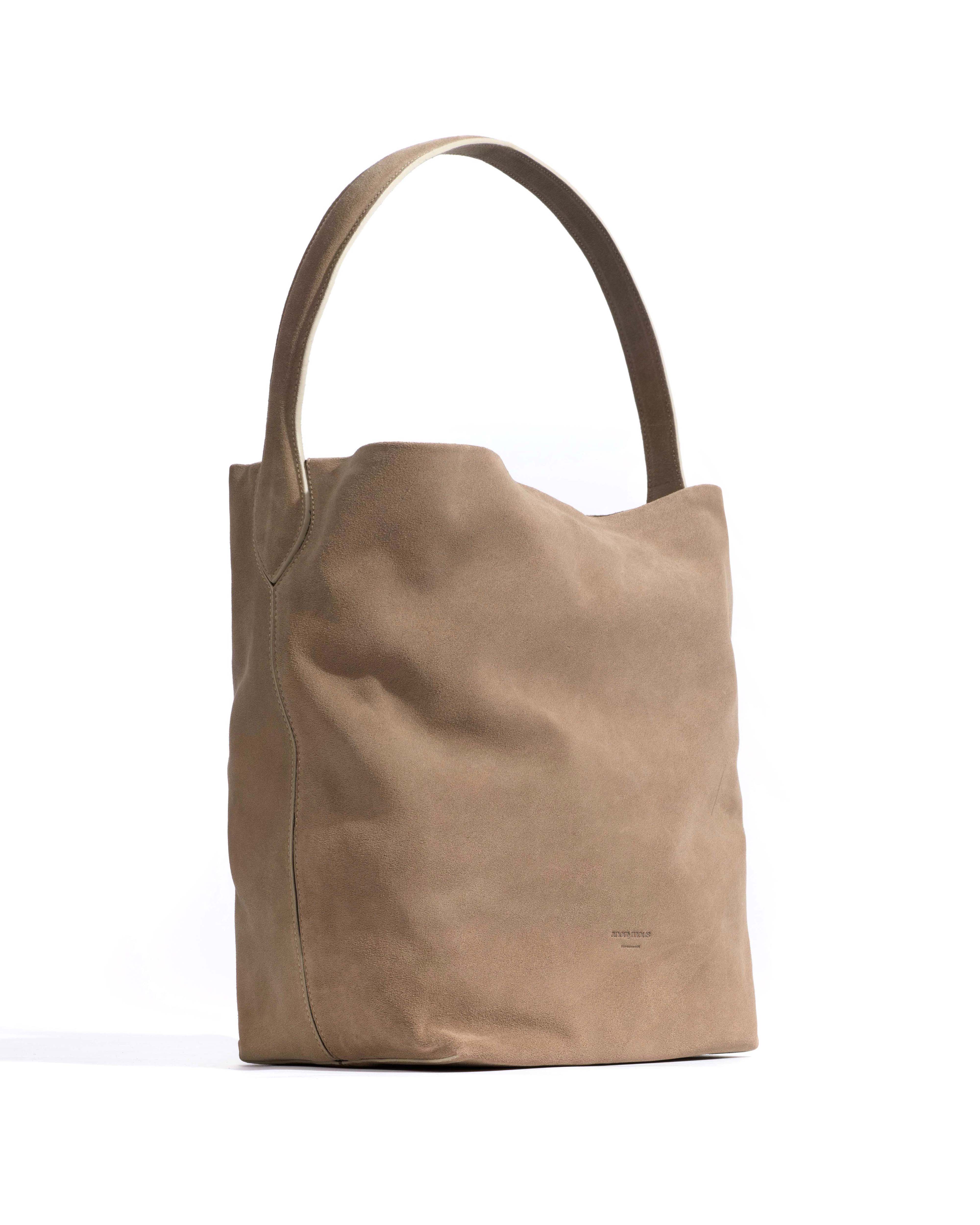 Versa slouchy everyday bag Calf suede Mushroom