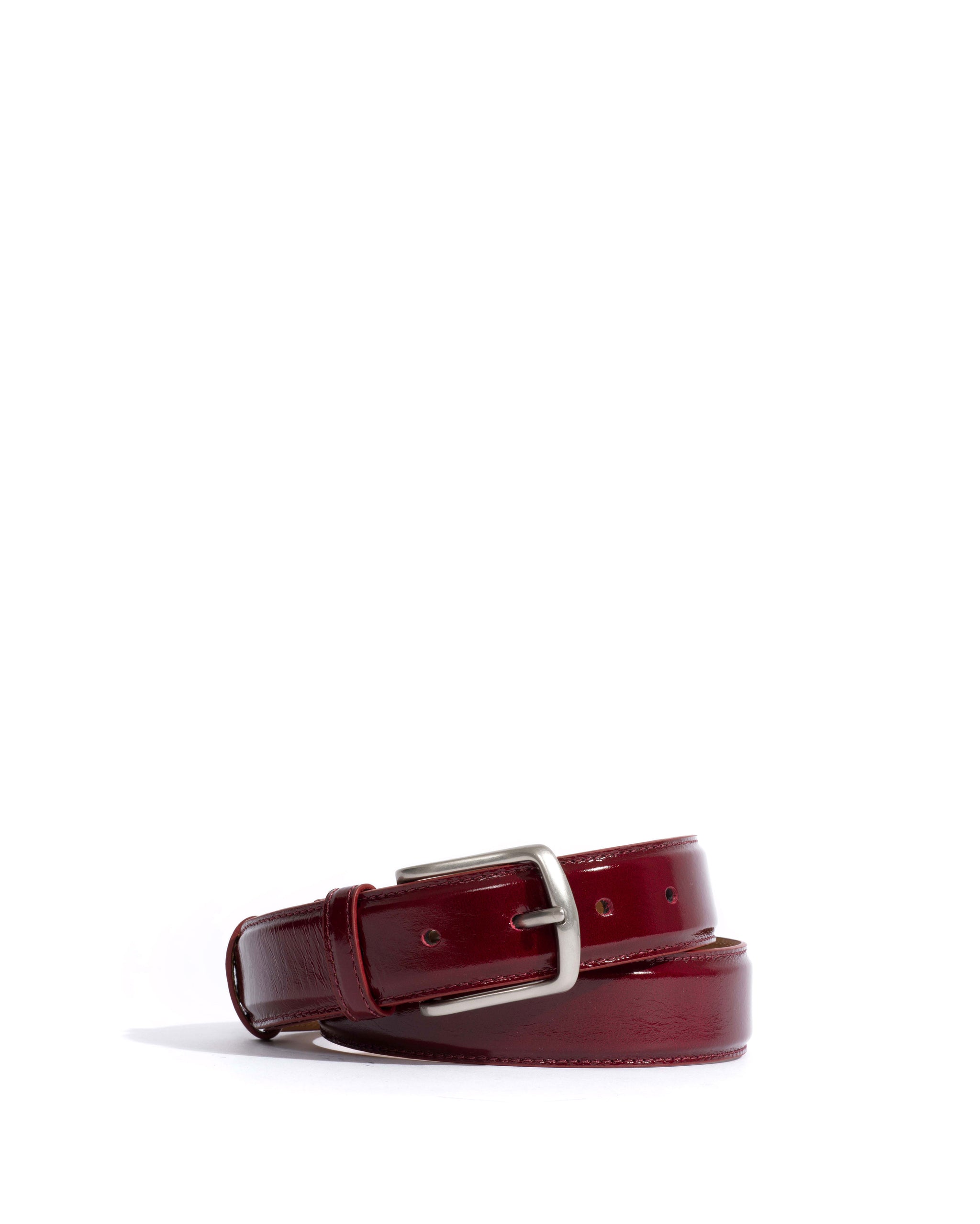 Quinn classic unisex leather belt Crinkled polished goat & metal Pomegranate & silver buckle - Anonymous Copenhagen Belts