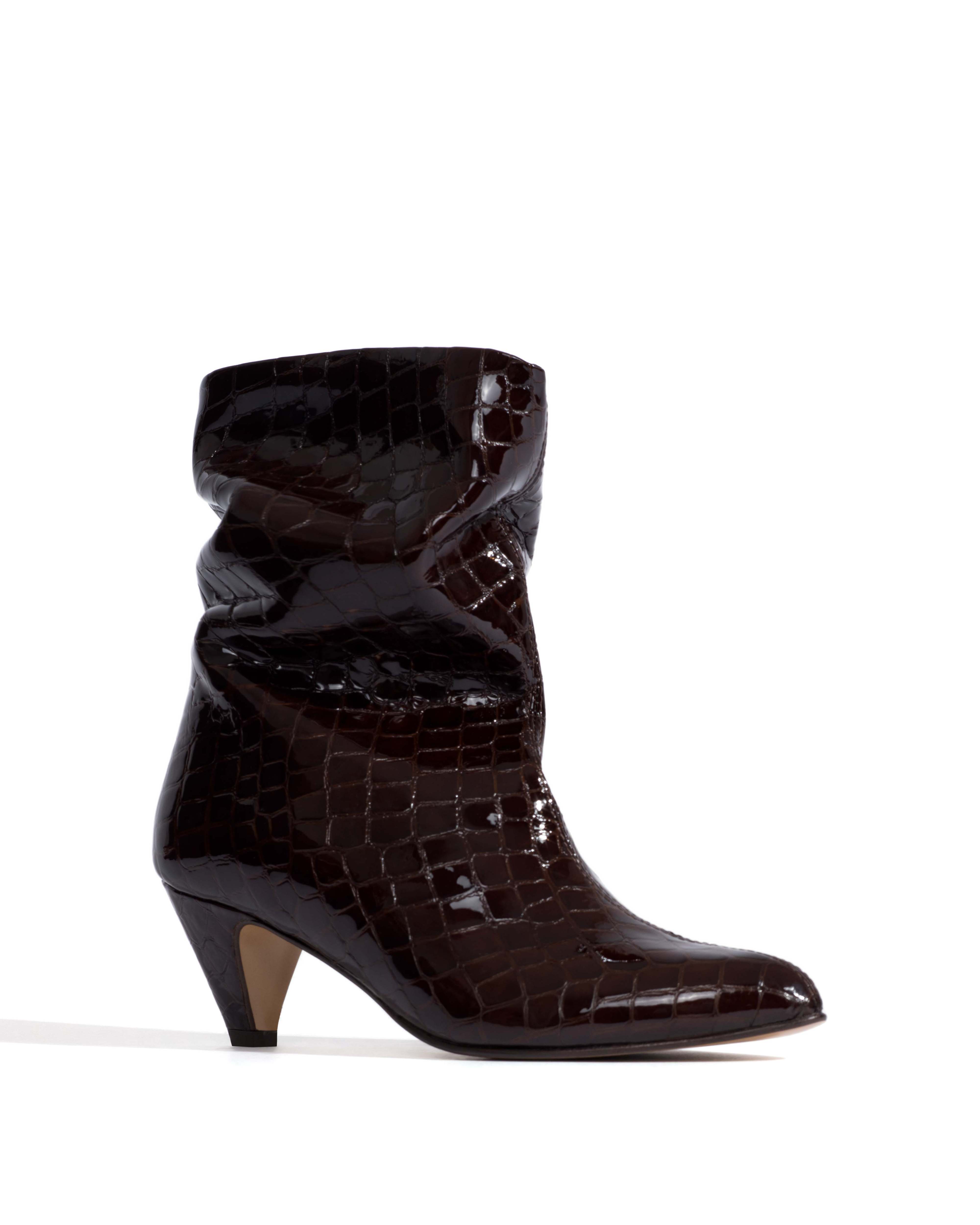 Vully 50 stiletto Polished croco calf Coffee brown