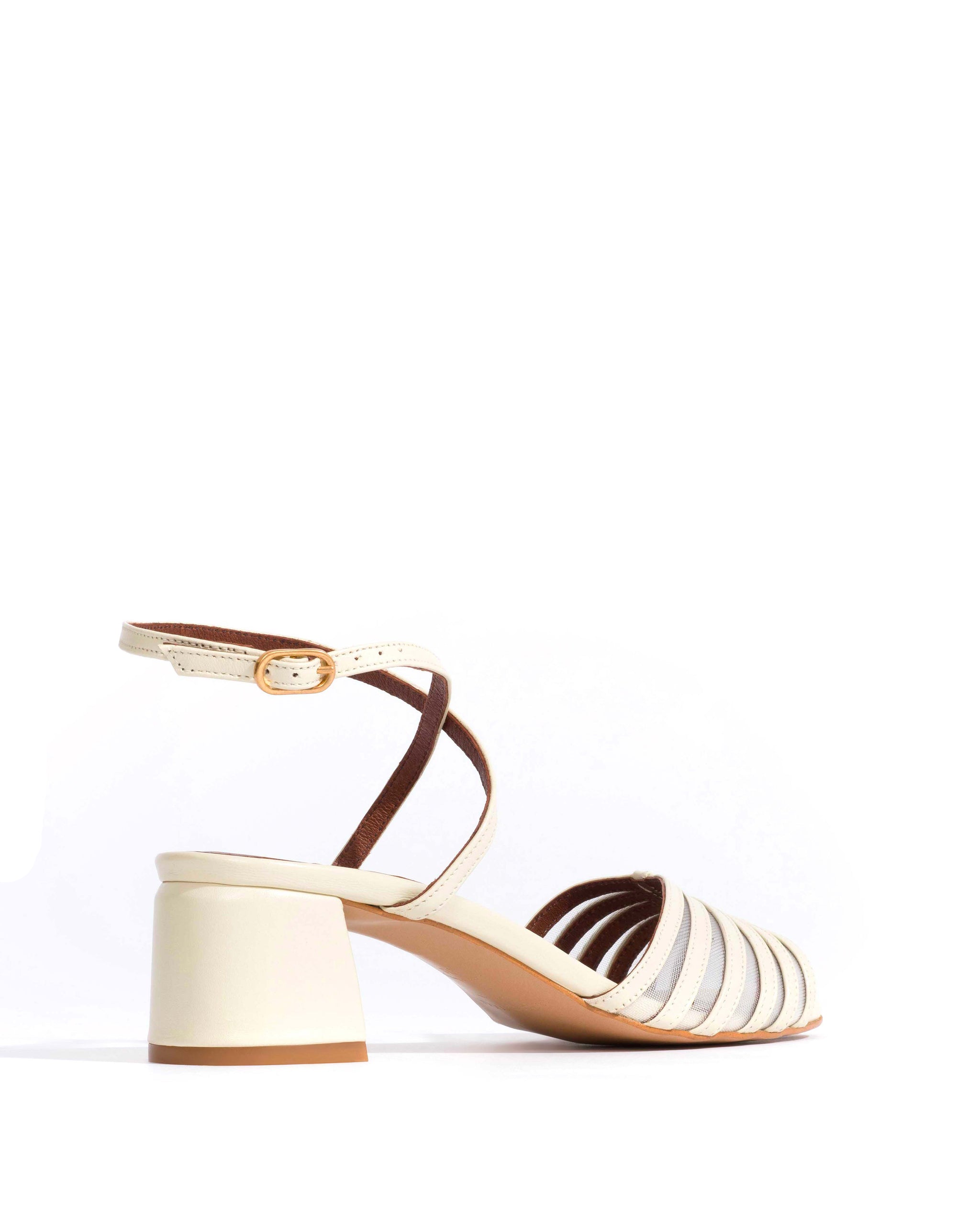 Tangie mesh Shiny lamb & mesh White sand - Anonymous Copenhagen Heels