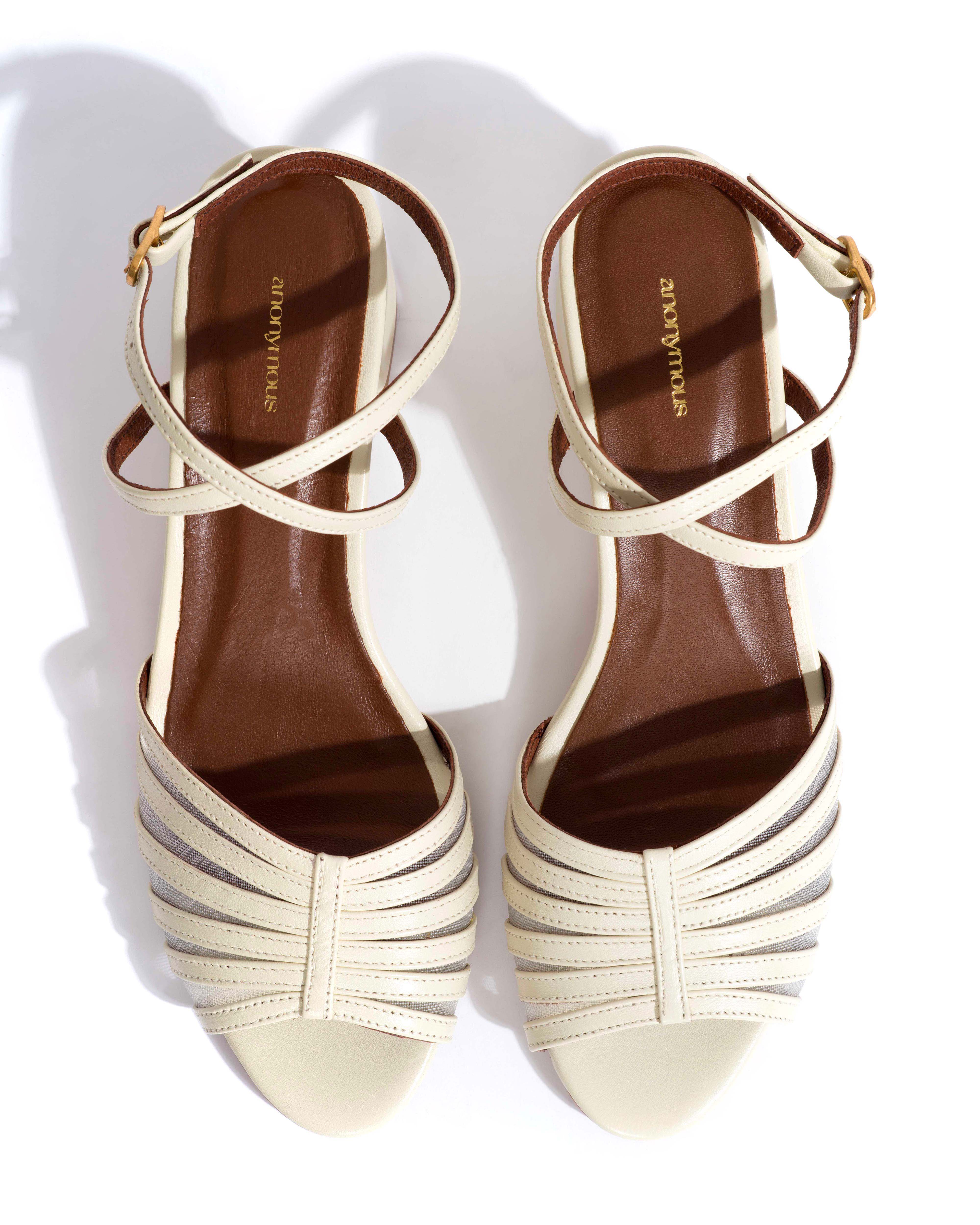 Tangie mesh Shiny lamb & mesh White sand