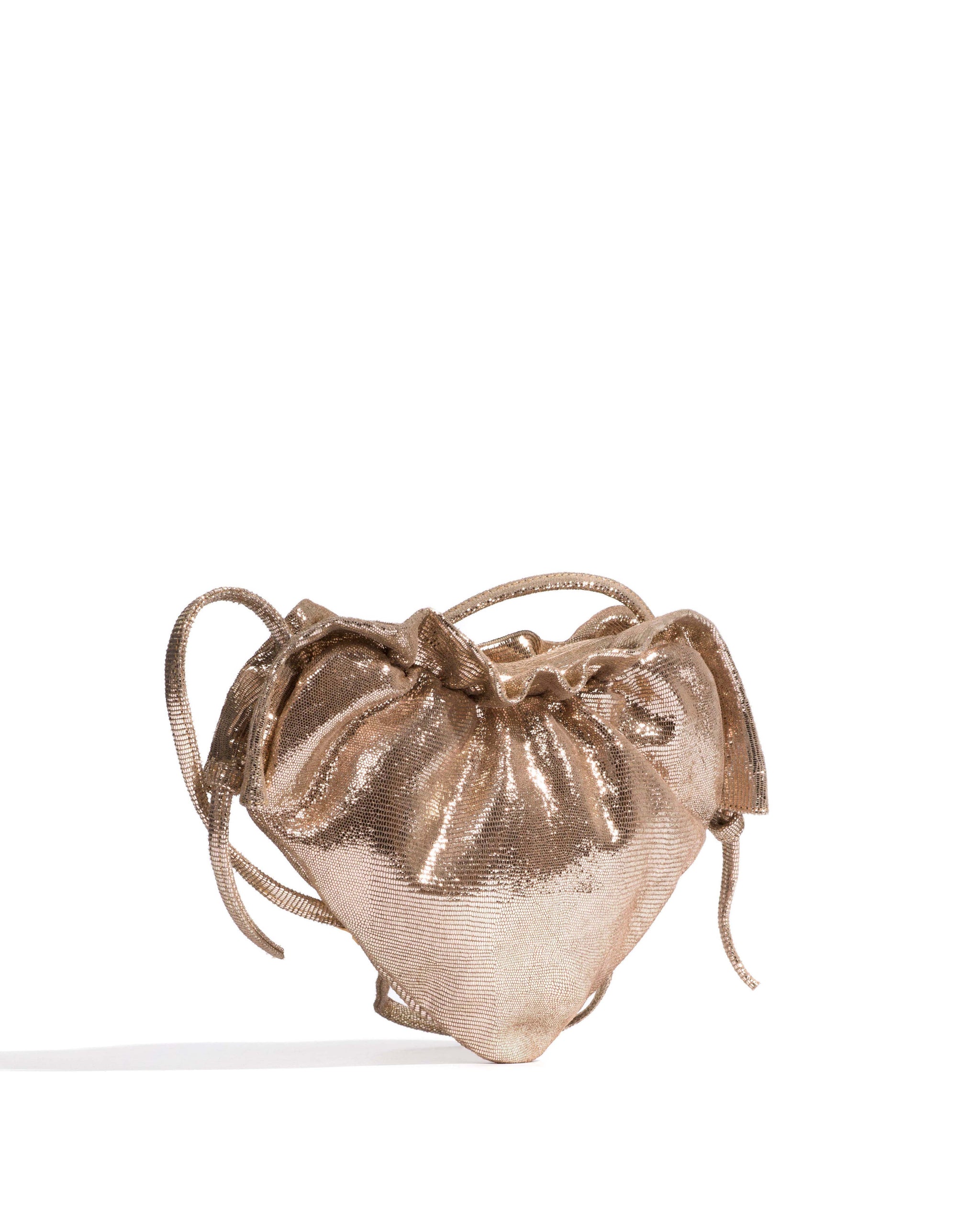 Zally classic heart bag Lizard metallic goat Vintage champagne