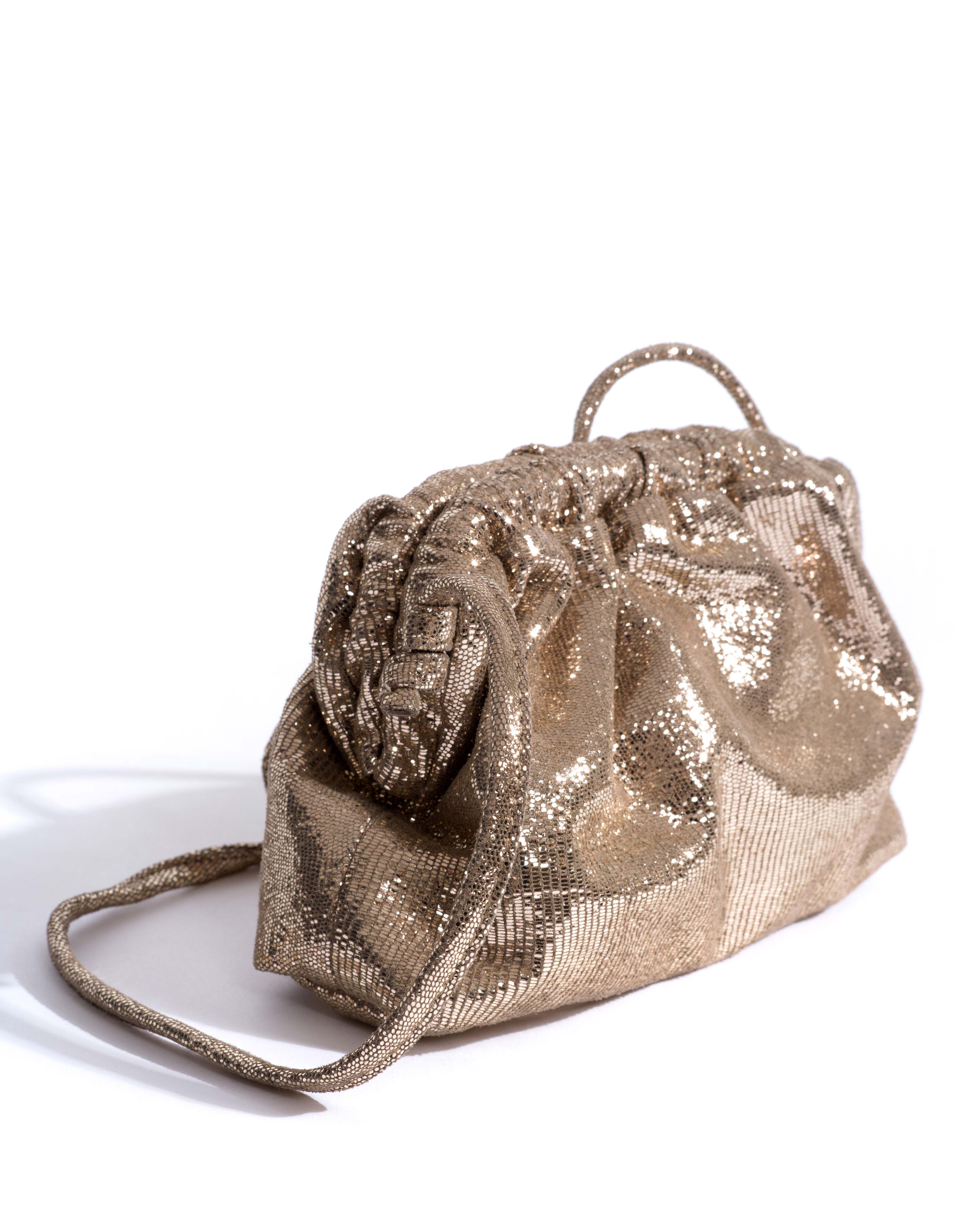 Hally petite cloud bag Lizard metallic goat Vintage champagne