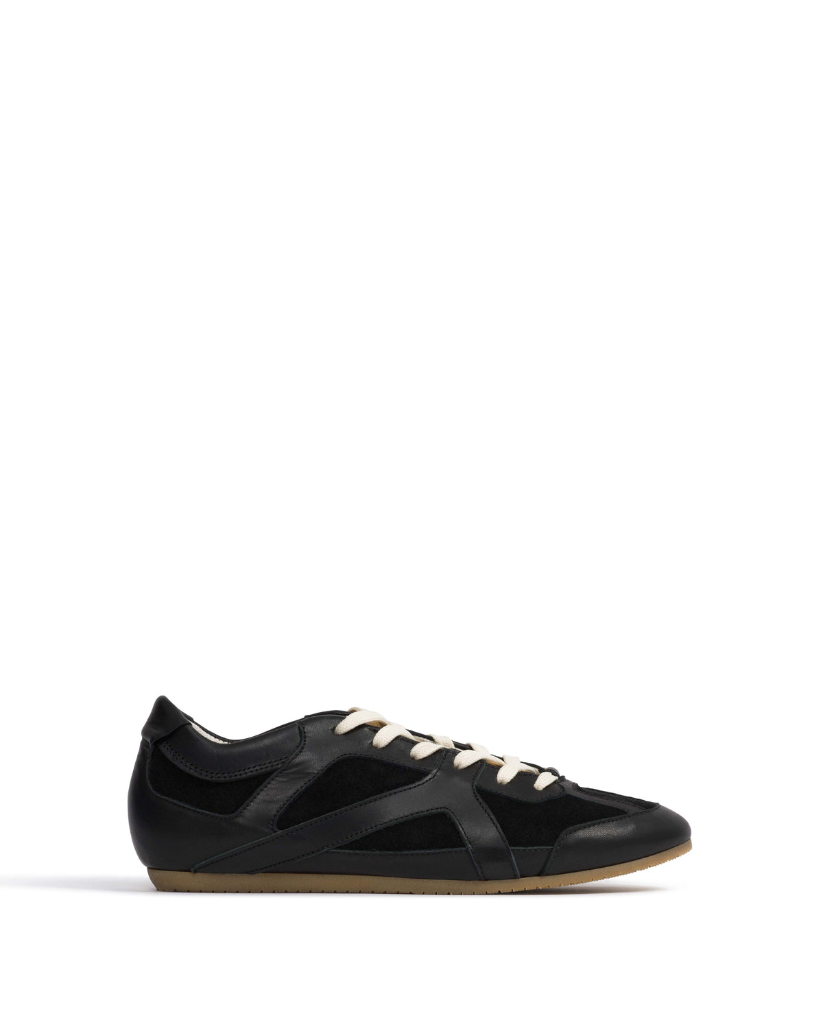 Sneakerina Shiny lamb & suede leather Black