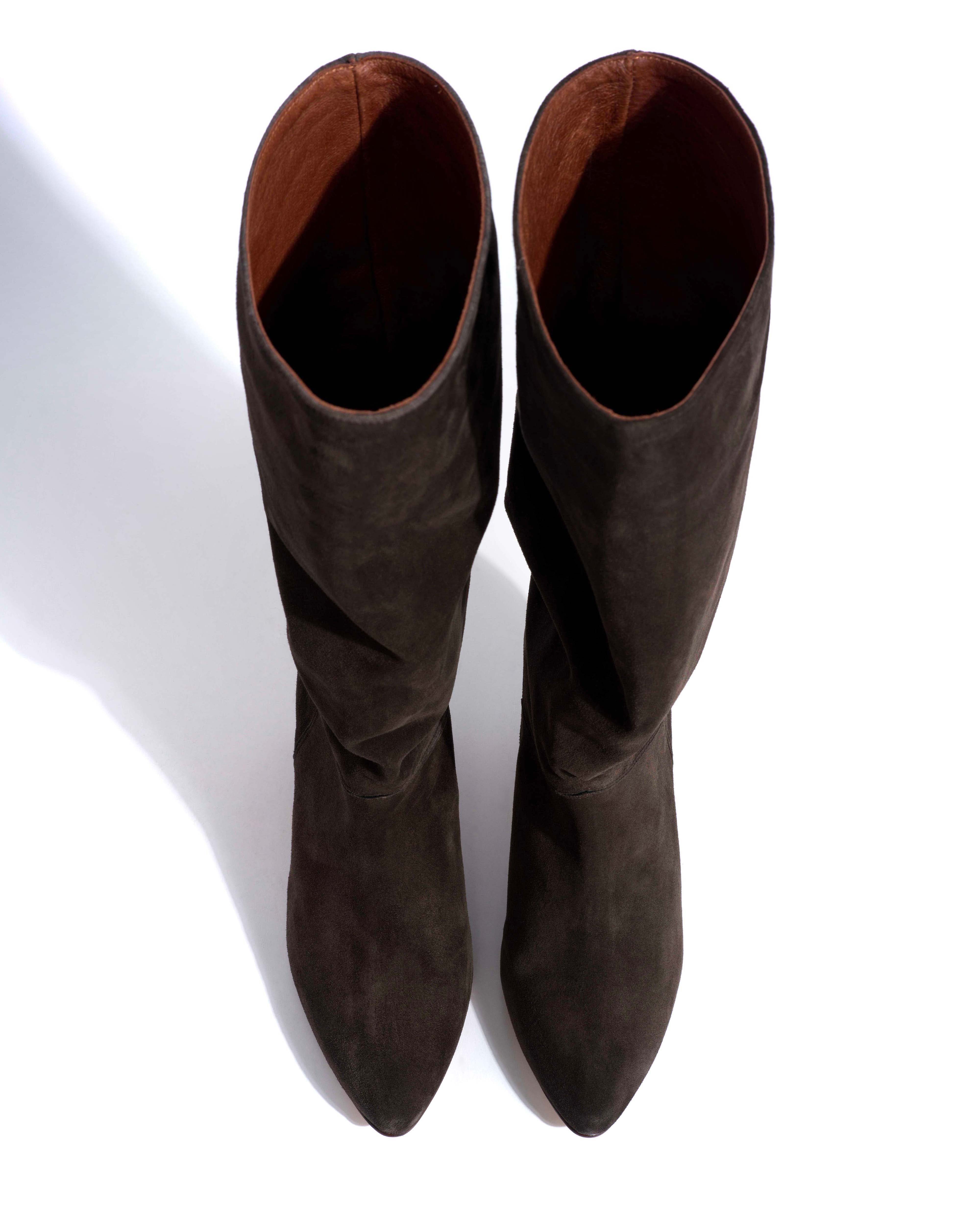 Jasmina 50 stiletto Calf suede & sleek leather Espresso brown & black