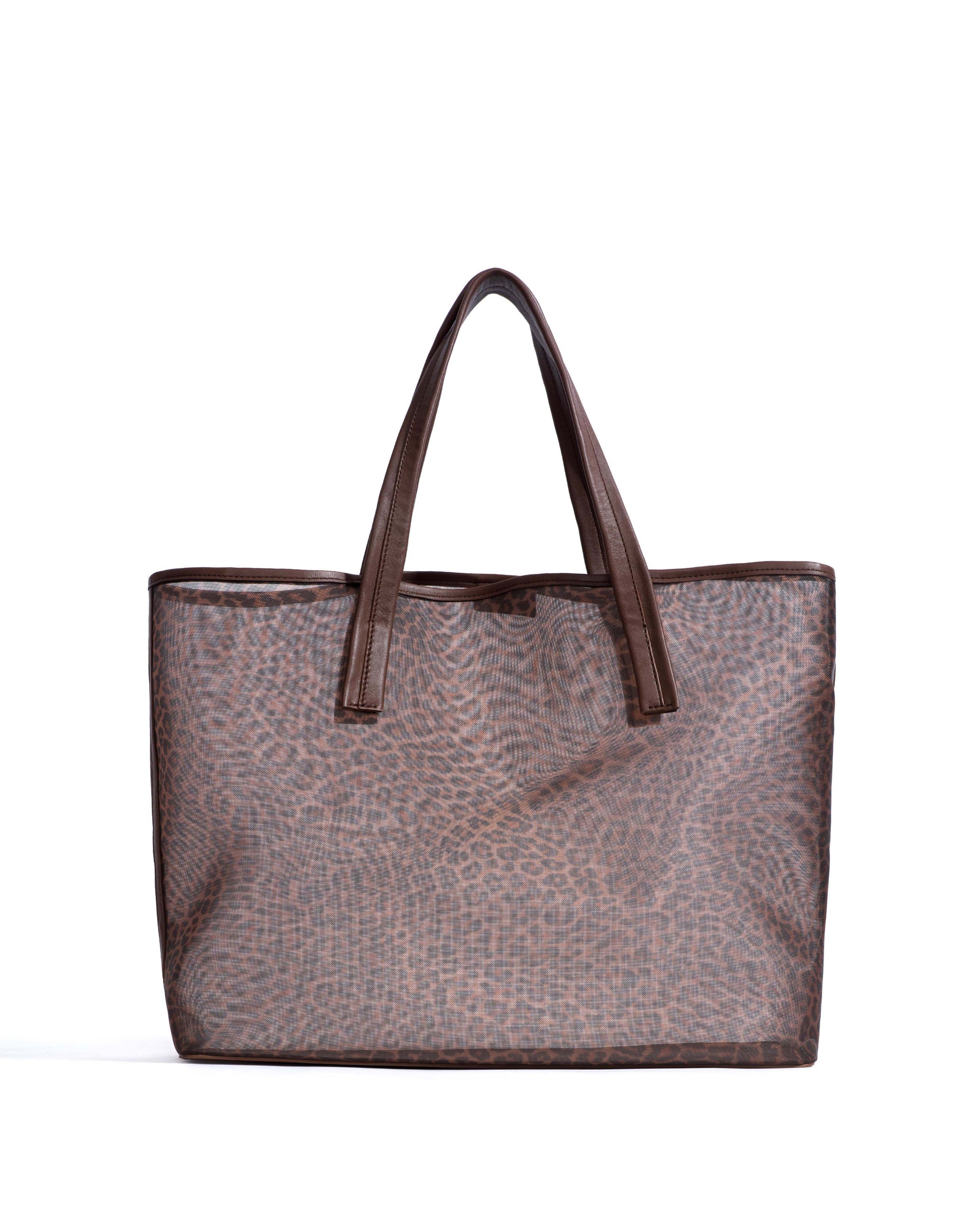 Ruba shopper mesh Shiny lamb & mesh Chocolate & leopard - Anonymous Copenhagen Bags