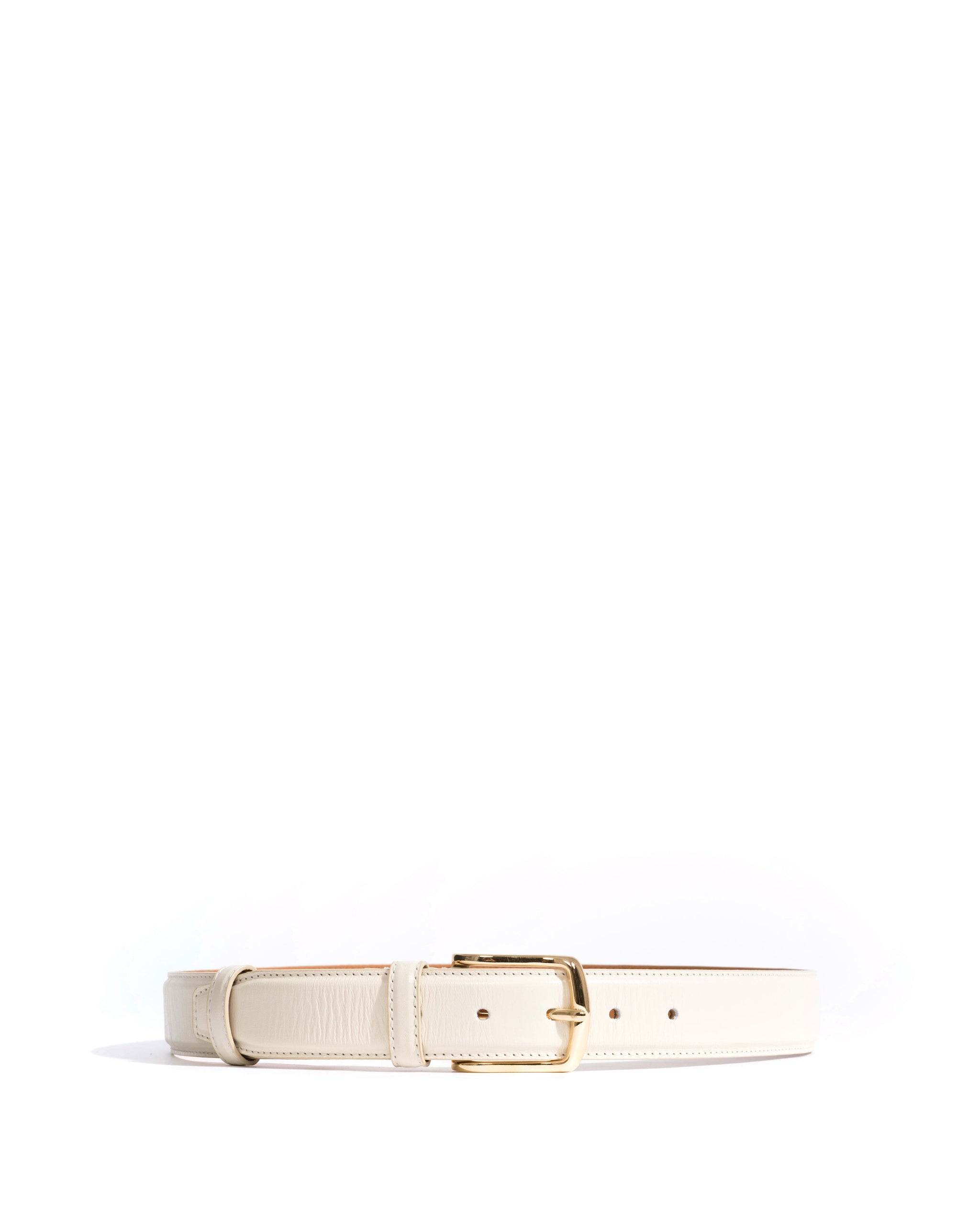 Quinn classic unisex leather belt Crinkled polished goat & metal White sand & gold buckle - Anonymous Copenhagen Belts