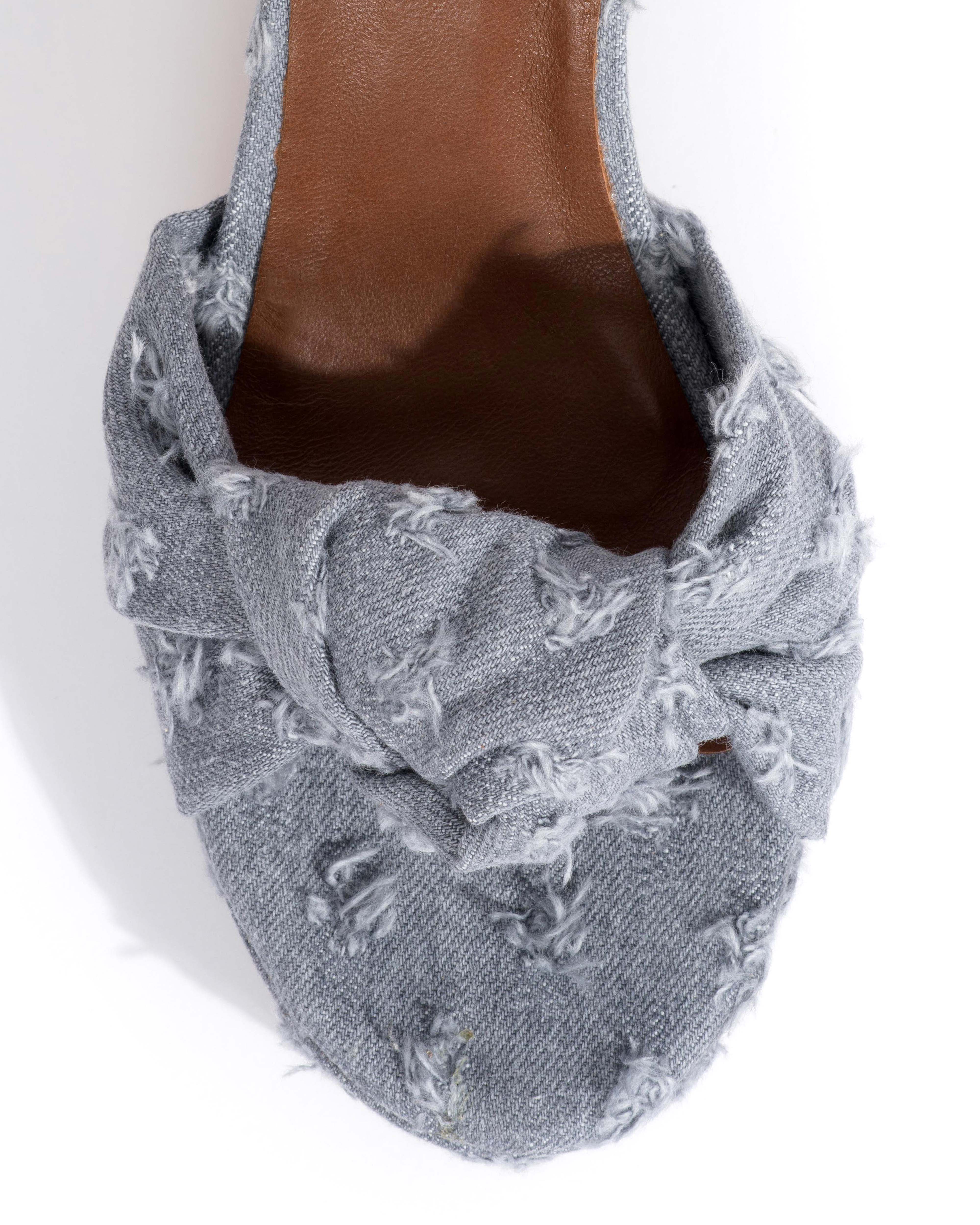 Aliza 85 platform Denim Distressed washed grey