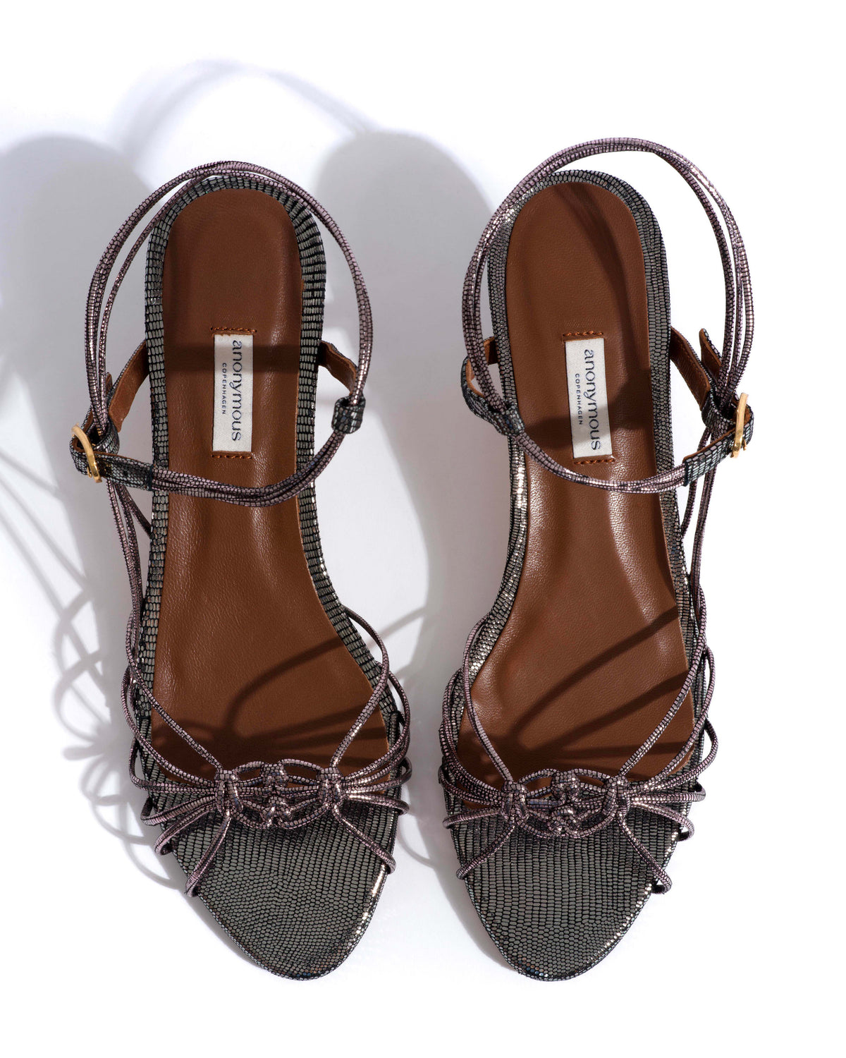 Savannah 40 hand-braided Lizard metallic goat Platinum