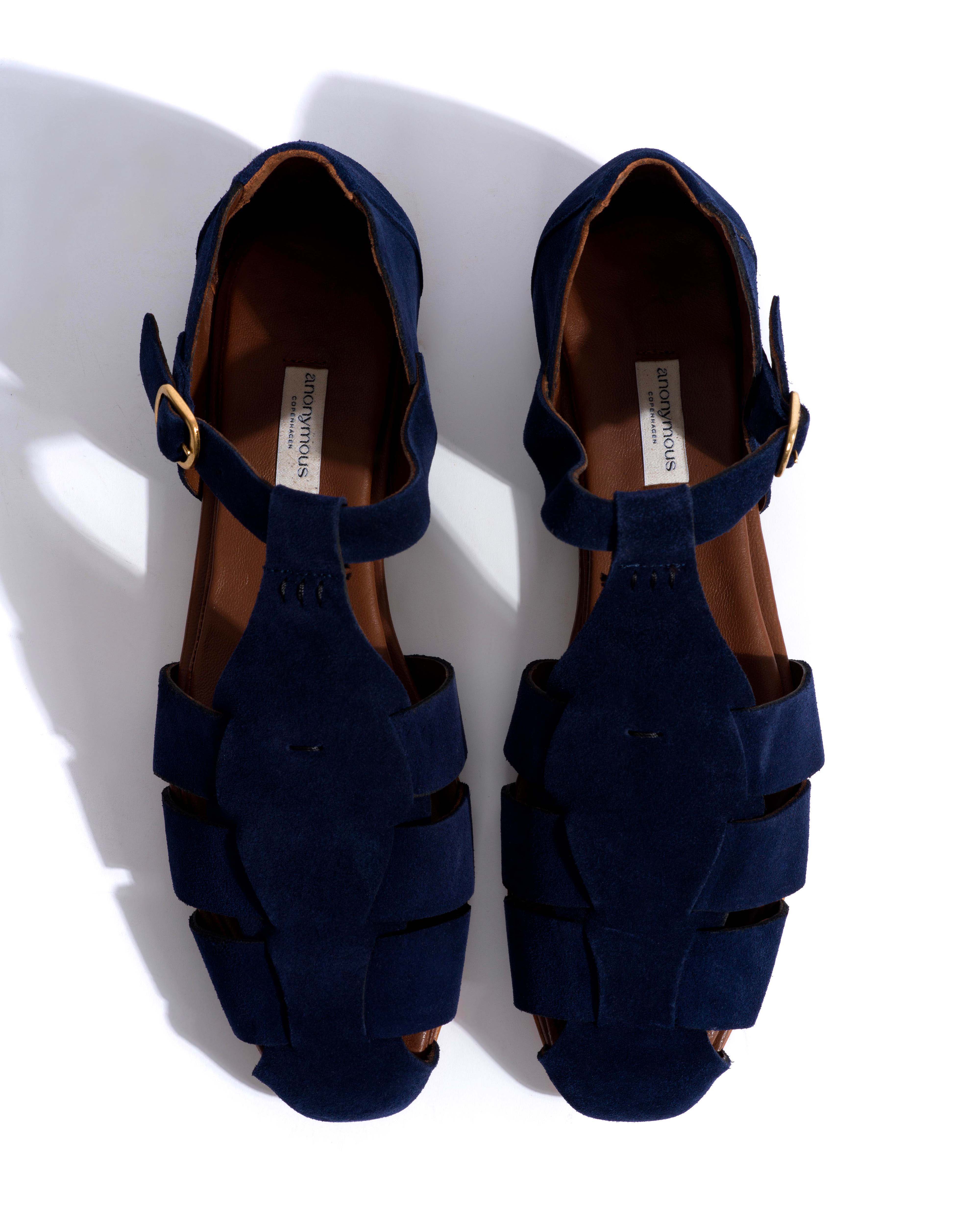 Lain flats Calf suede Ink blue