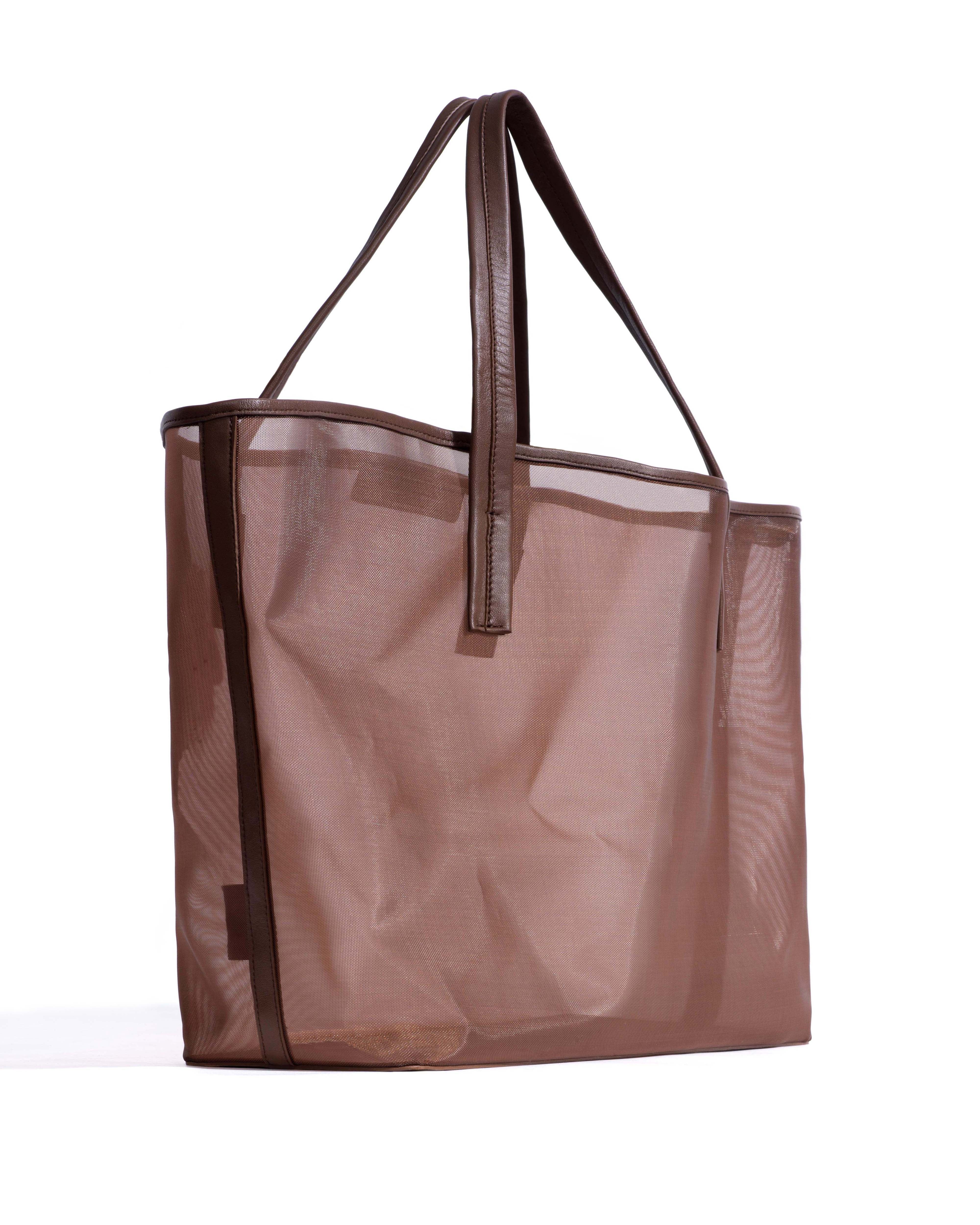 Ruba shopper mesh Shiny lamb & mesh Chocolate