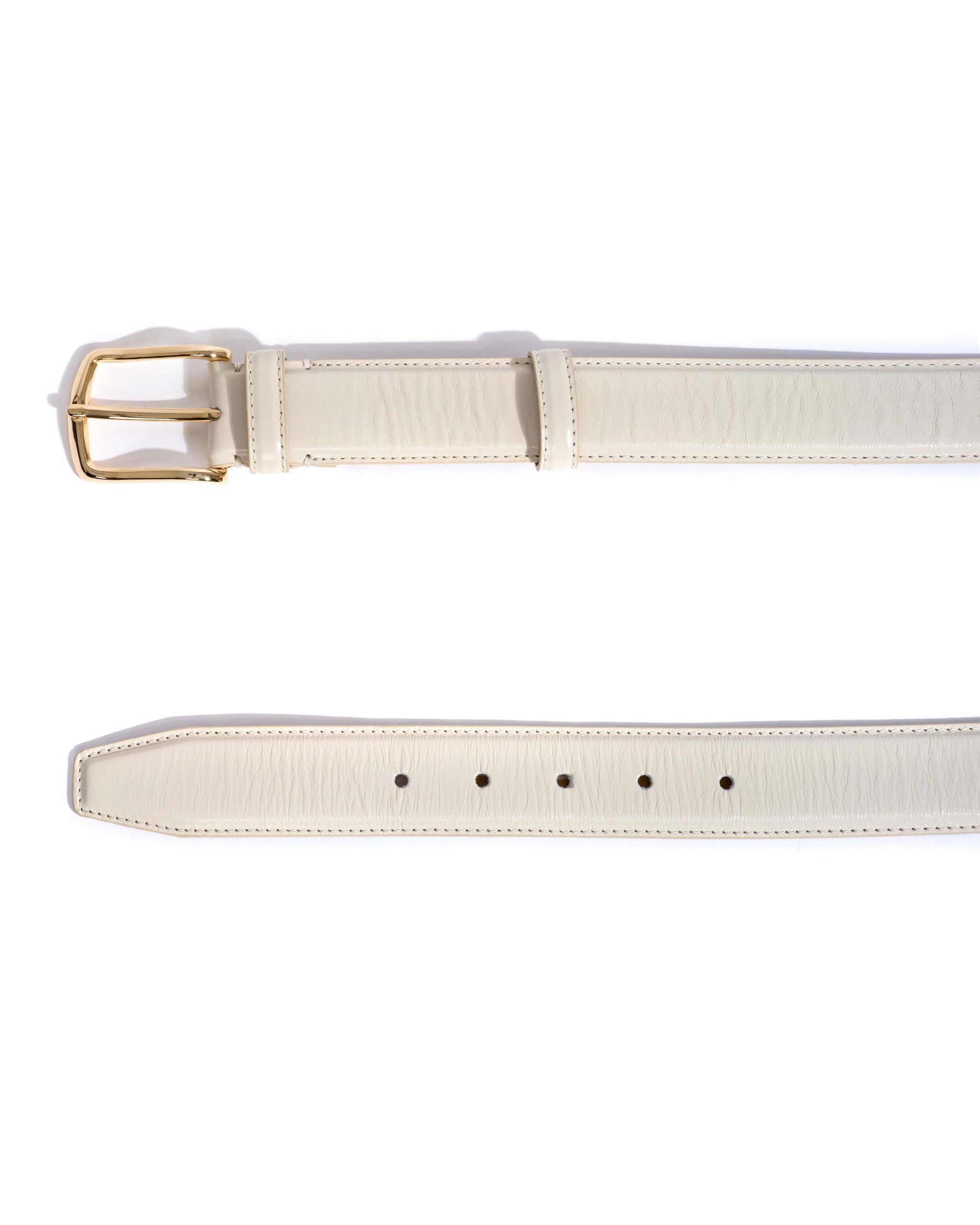 Quinn classic unisex leather belt Crinkled polished goat & metal White sand & gold buckle - Anonymous Copenhagen Belts