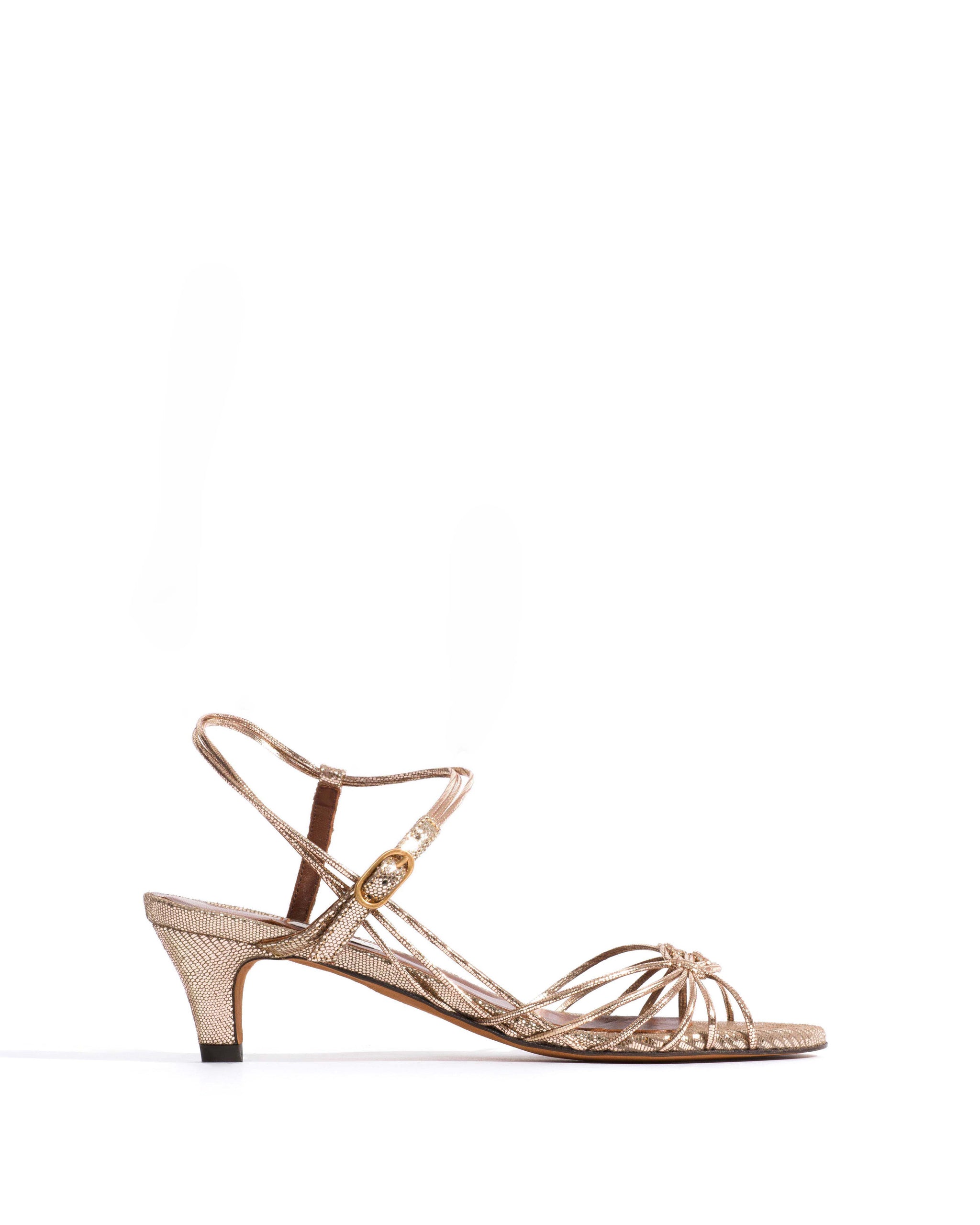 Savannah 40 hand-braided Lizard metallic goat Vintage champagne - 