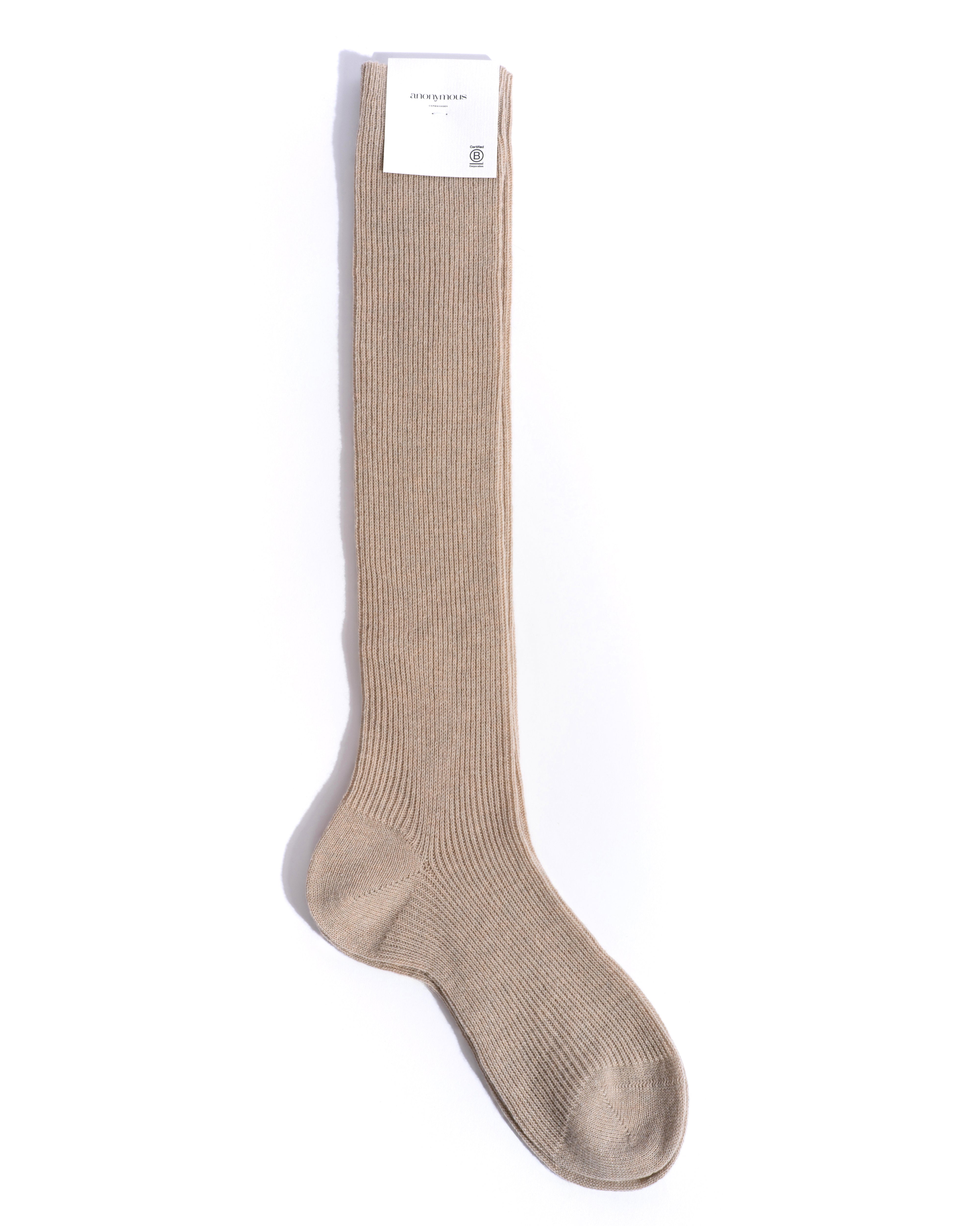 Lanai knee-high cashmere socks 70% wool 30% cashmere Mushroom