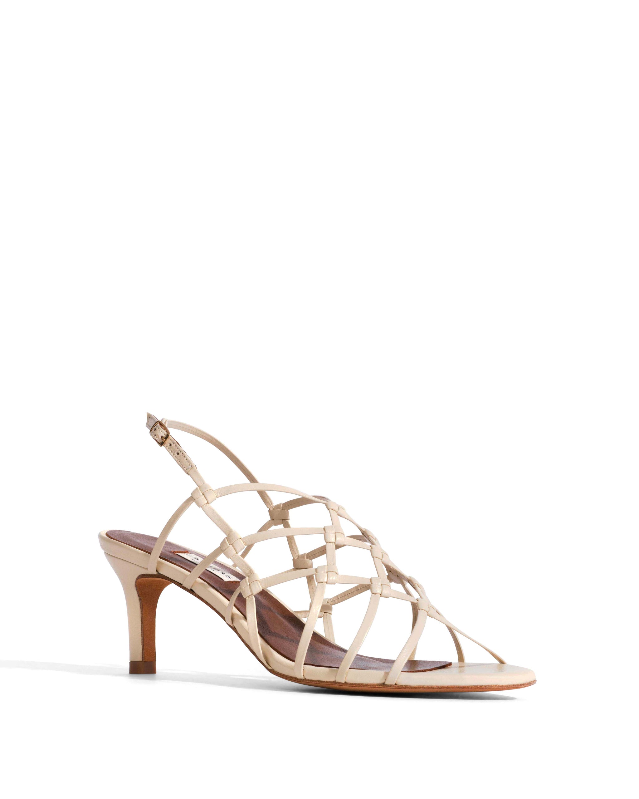 Conie 55 hand-braided Hand-braided leather White sand - Anonymous Copenhagen Heels