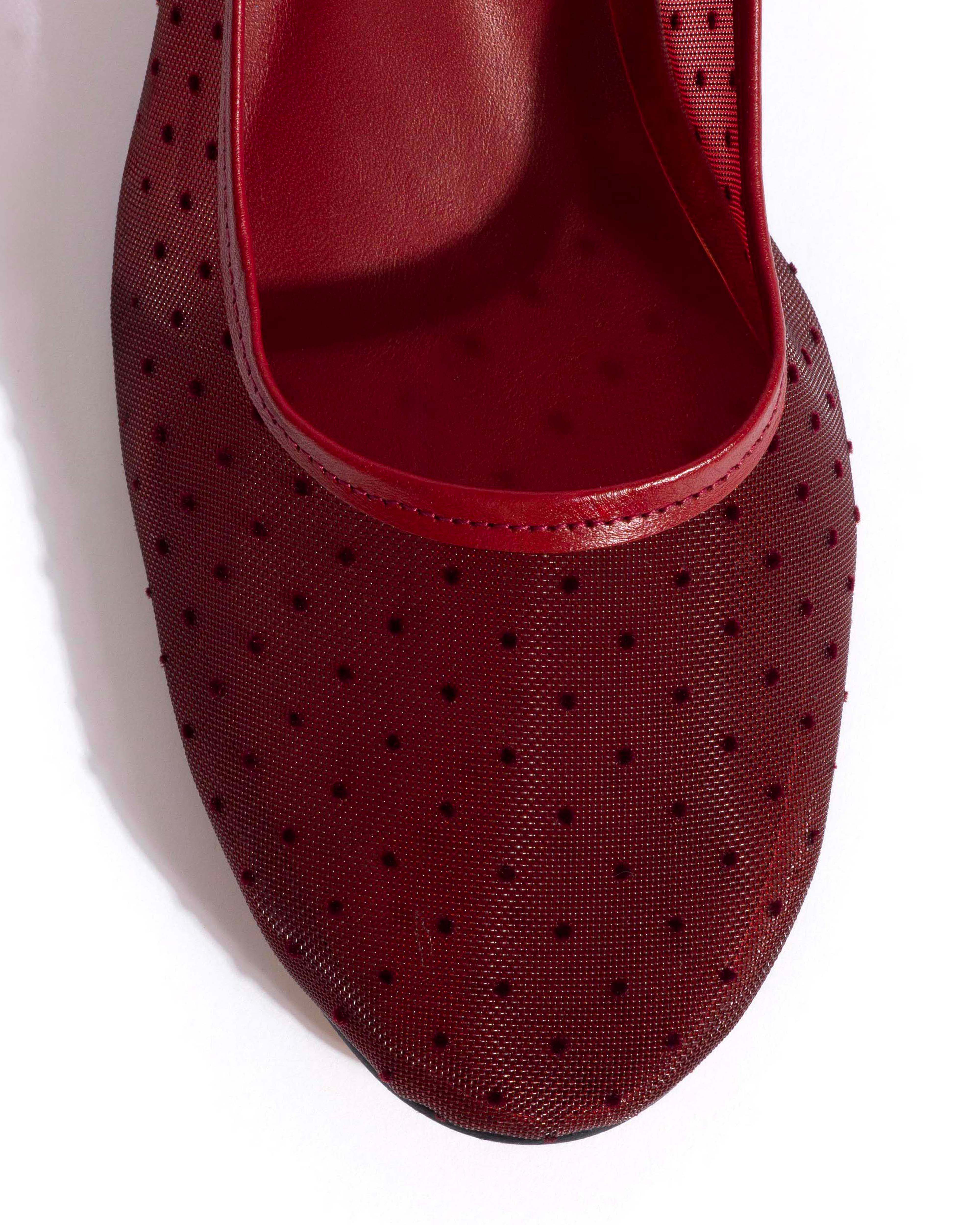 Sacha 40 mesh Shiny lamb & dot velvet mesh Pomegranate