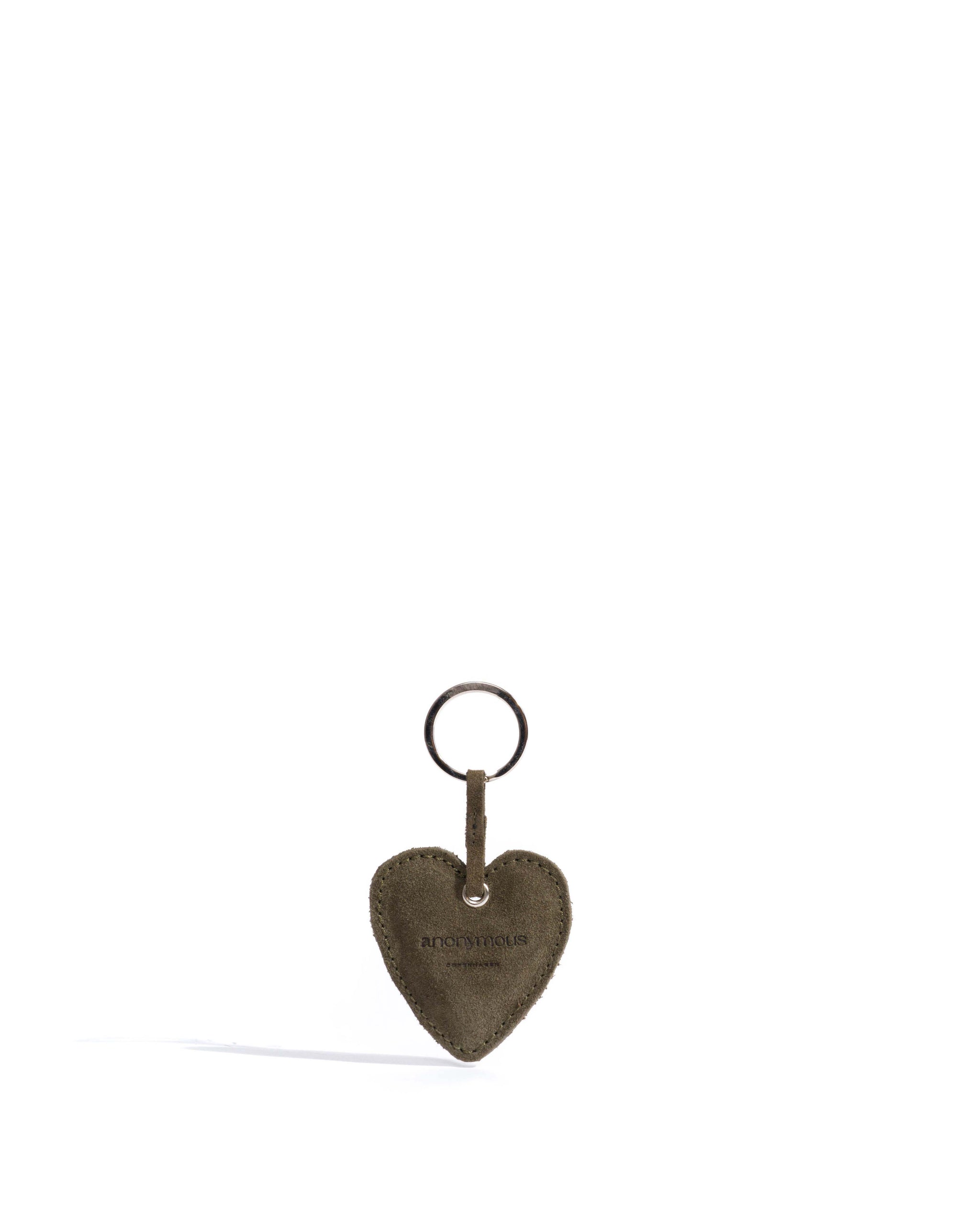 Heart keyring Calf suede Moss green - Anonymous Copenhagen Small Leather Goods