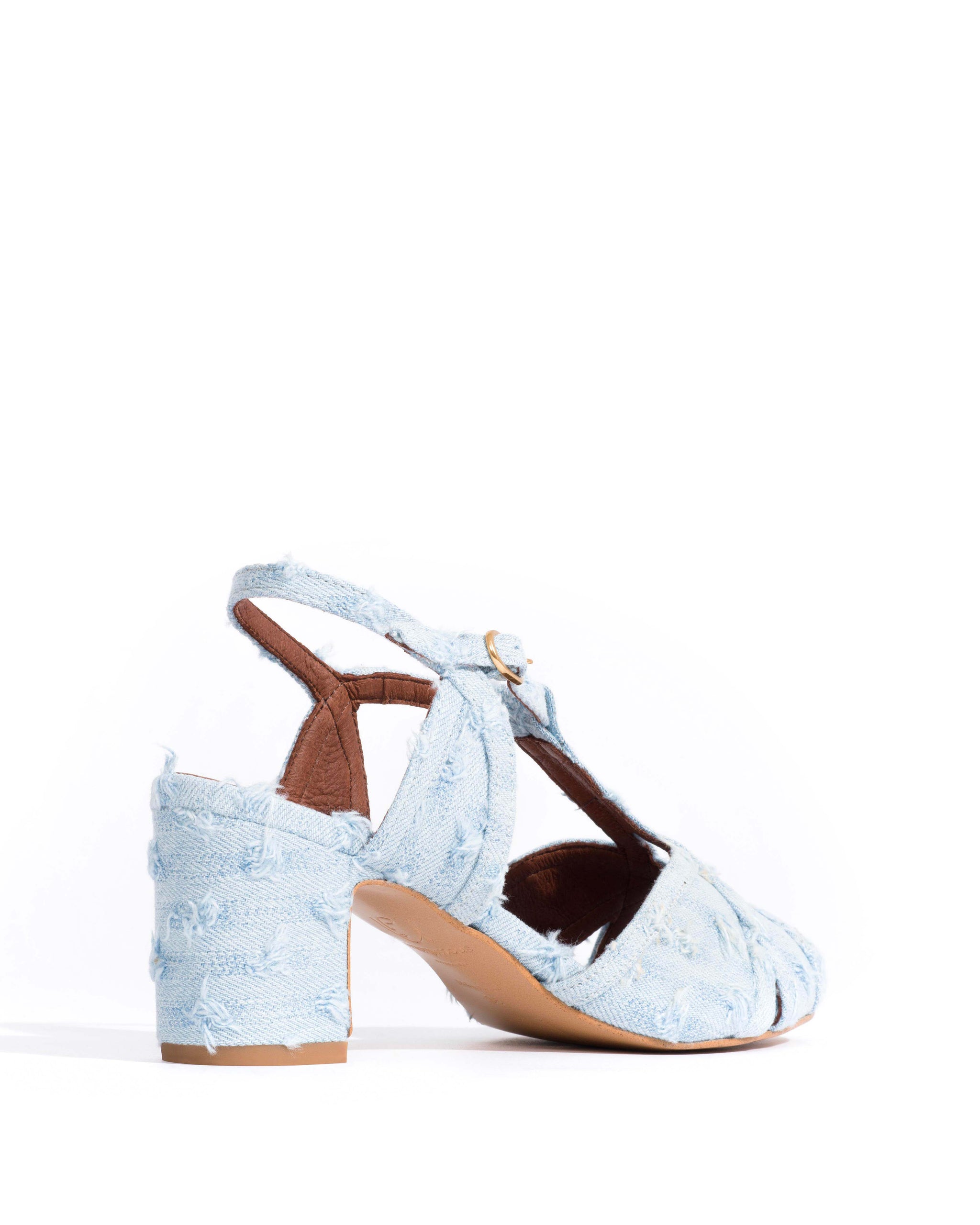 Therese 55 block Denim Distressed washed blue - Anonymous Copenhagen Heels