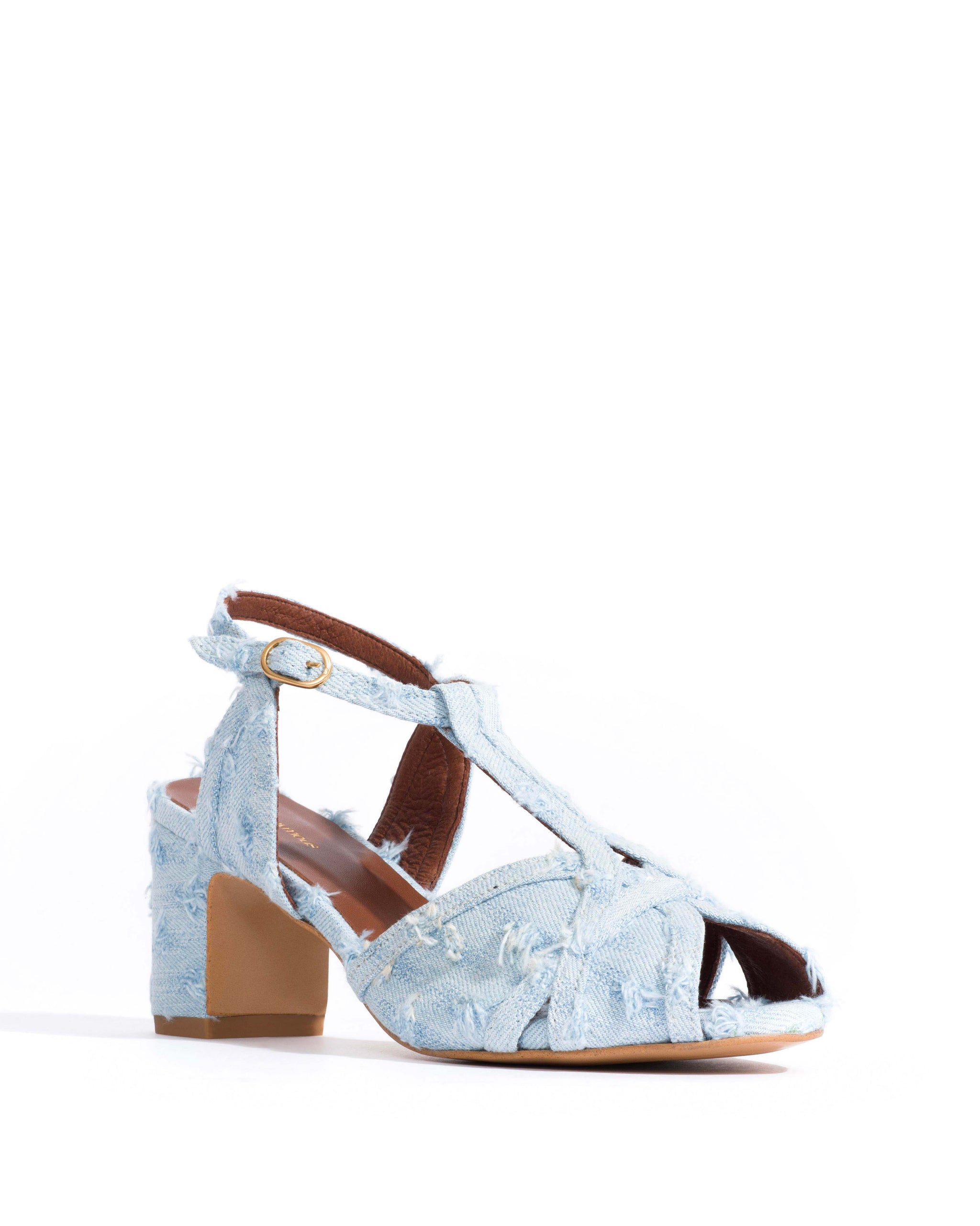 Therese 55 block Denim Distressed washed blue - Anonymous Copenhagen Heels