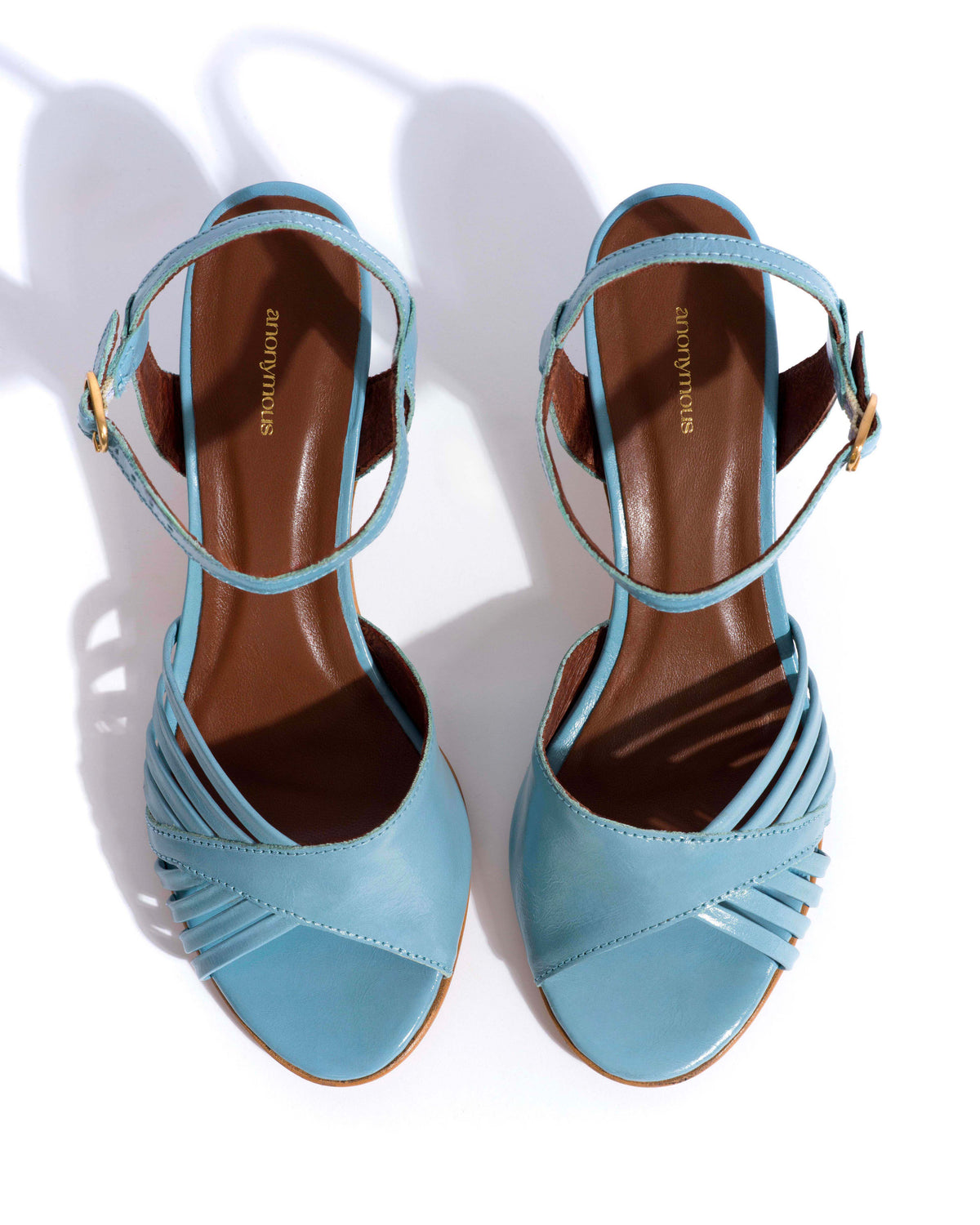 Hermine 50 stiletto Crinkled polished goat Porcelain blue