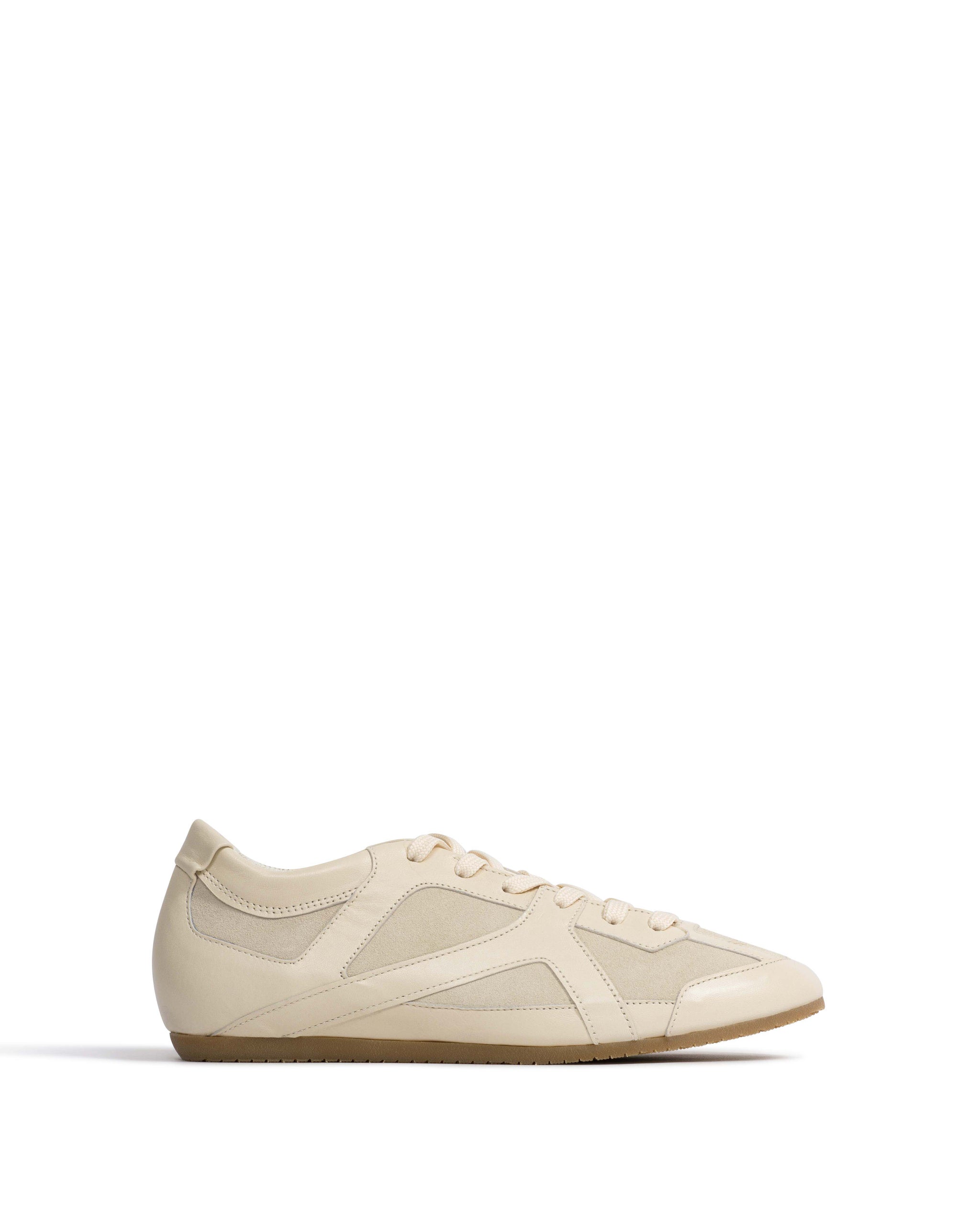 Sneakerina Shiny lamb & suede leather White sand & antique white - Anonymous Copenhagen Sneakers