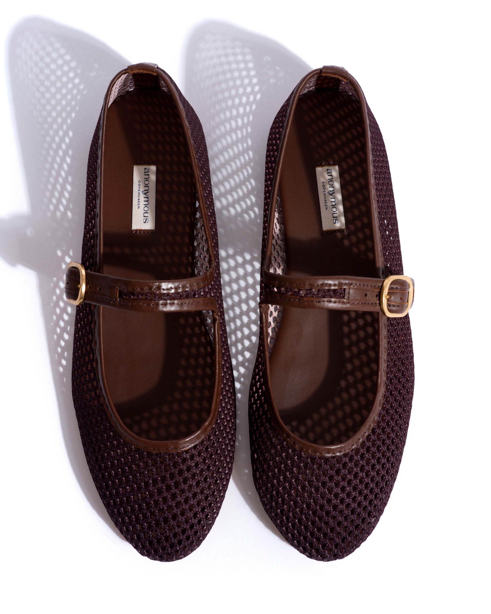 Lana netted mesh Shiny lamb & netted mesh Chocolate - Anonymous Copenhagen Flat-loafers & ballerinas & pumps