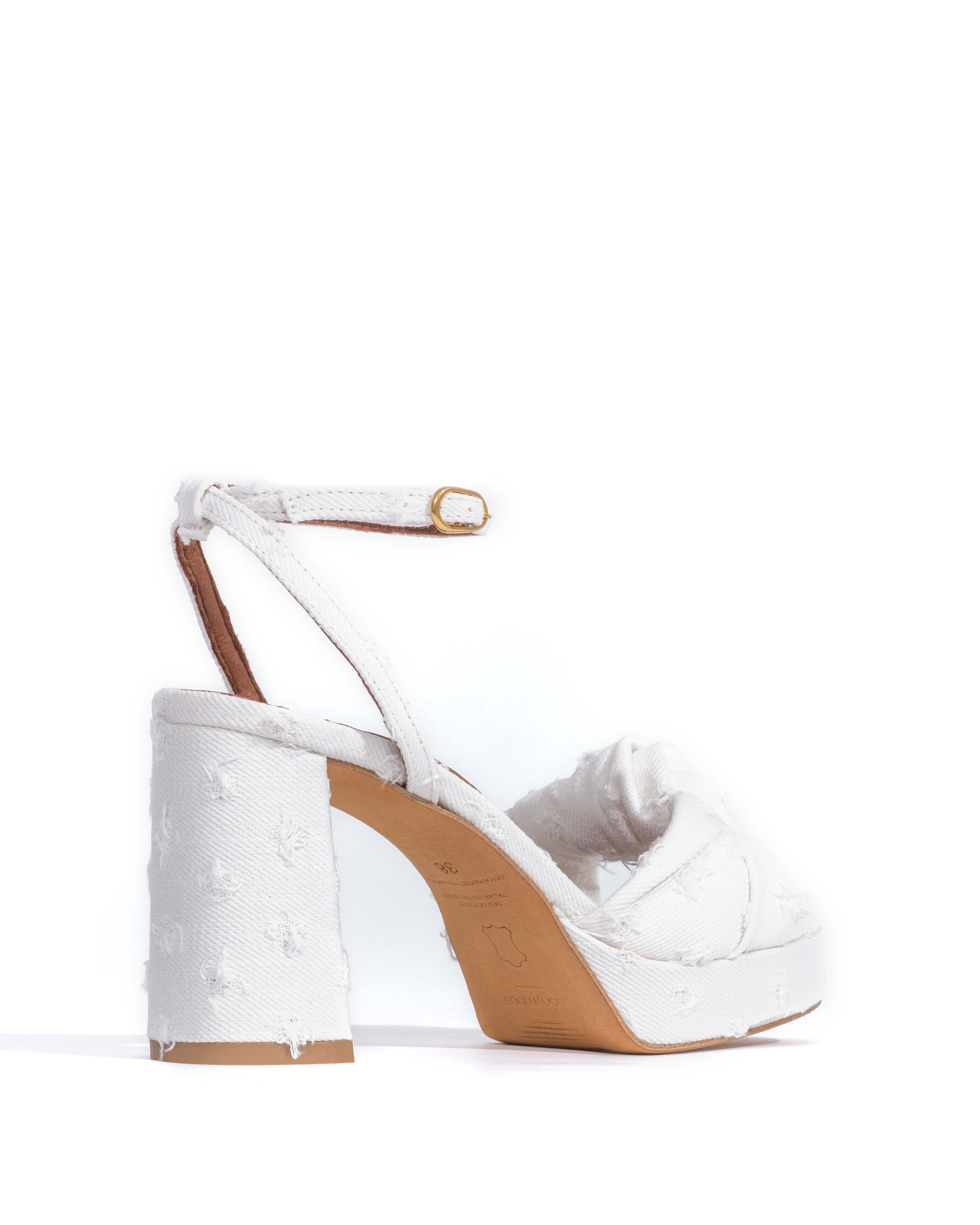 Aliza 85 platform Denim Distressed washed white