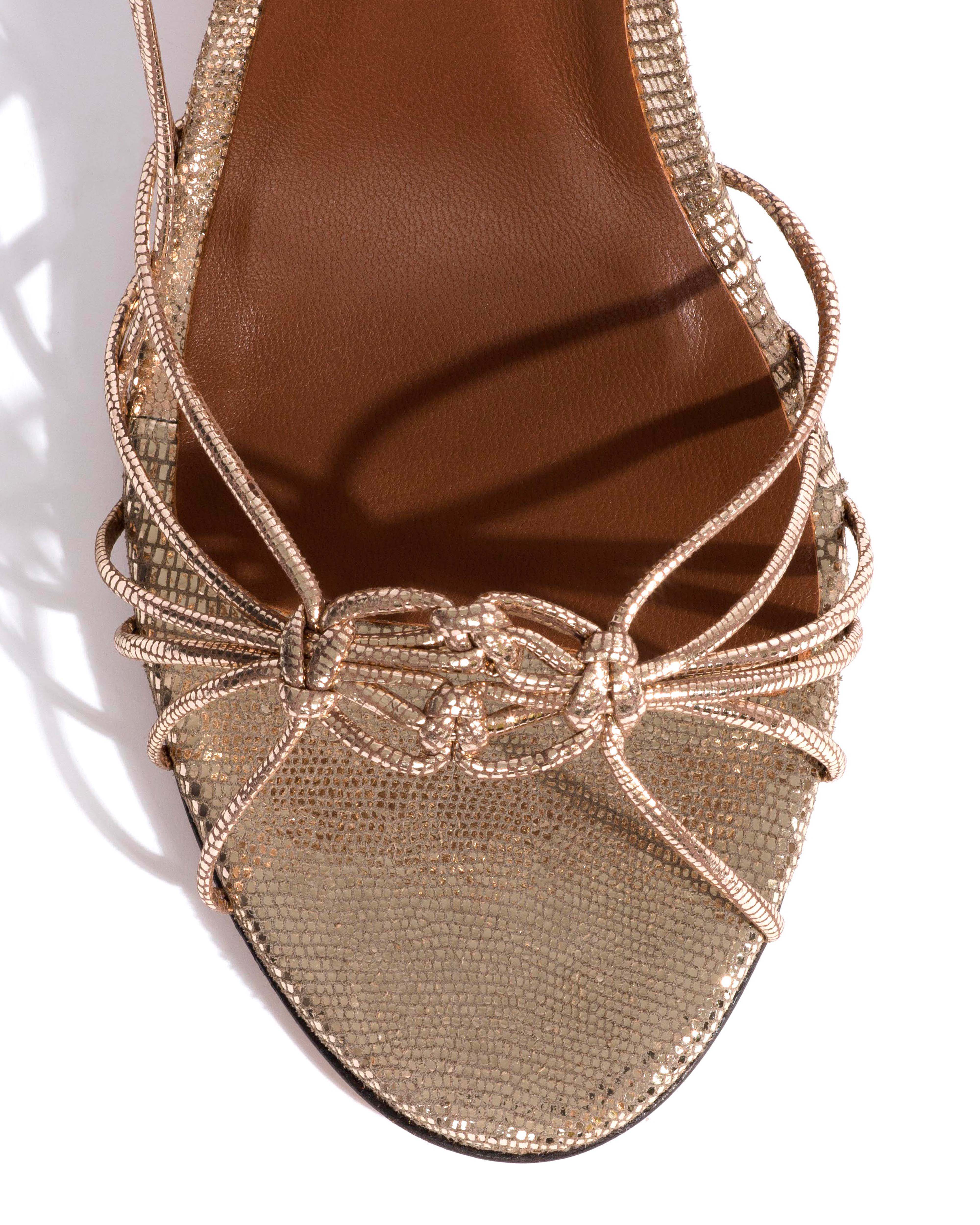 Savannah 100 hand-braided Lizard metallic goat Vintage champagne