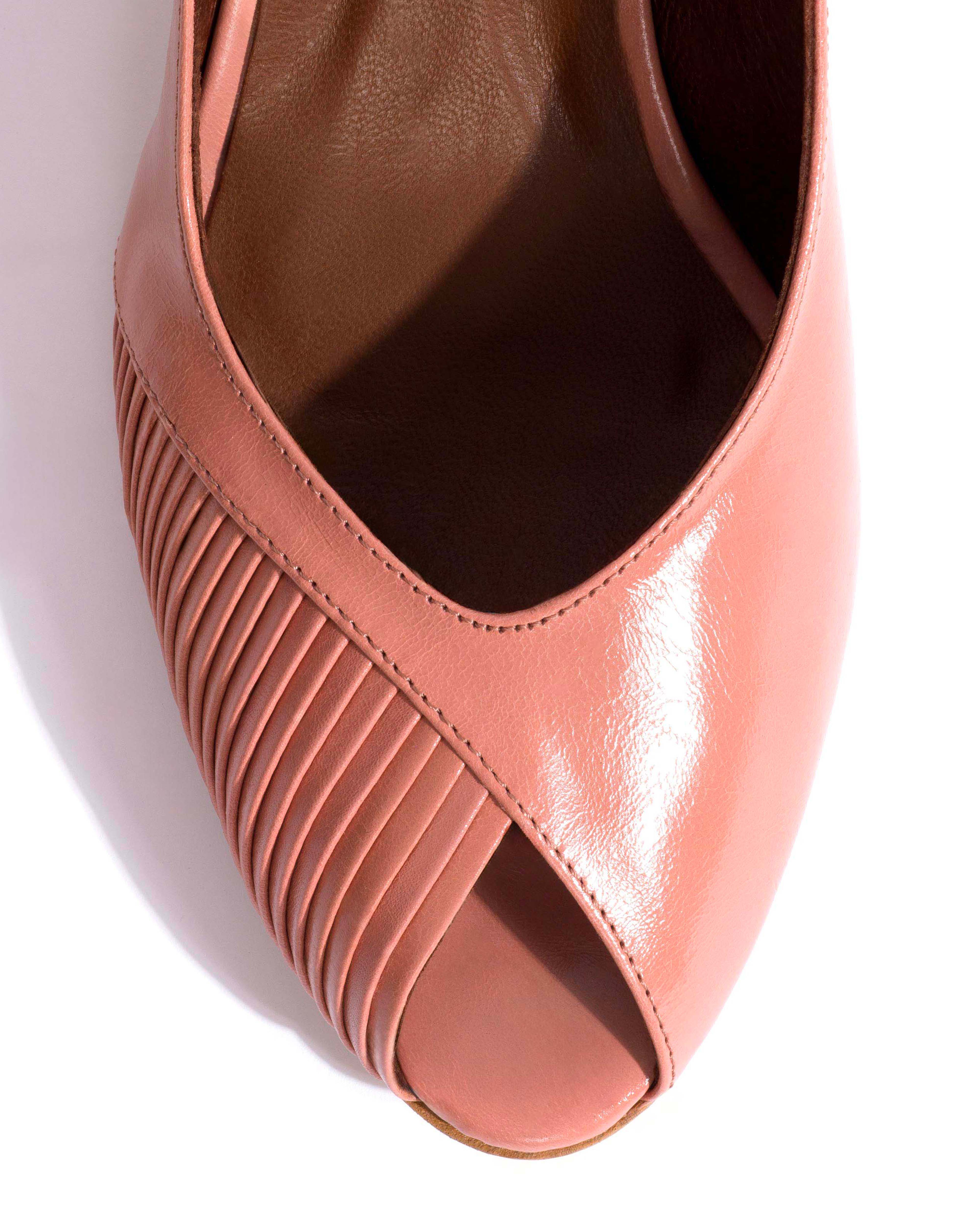 Cassandra 50 stiletto Crinkled polished goat Misty coral