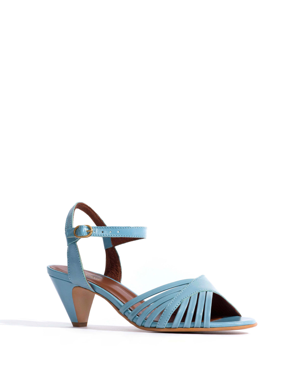 Hermine 50 stiletto Crinkled polished goat Porcelain blue