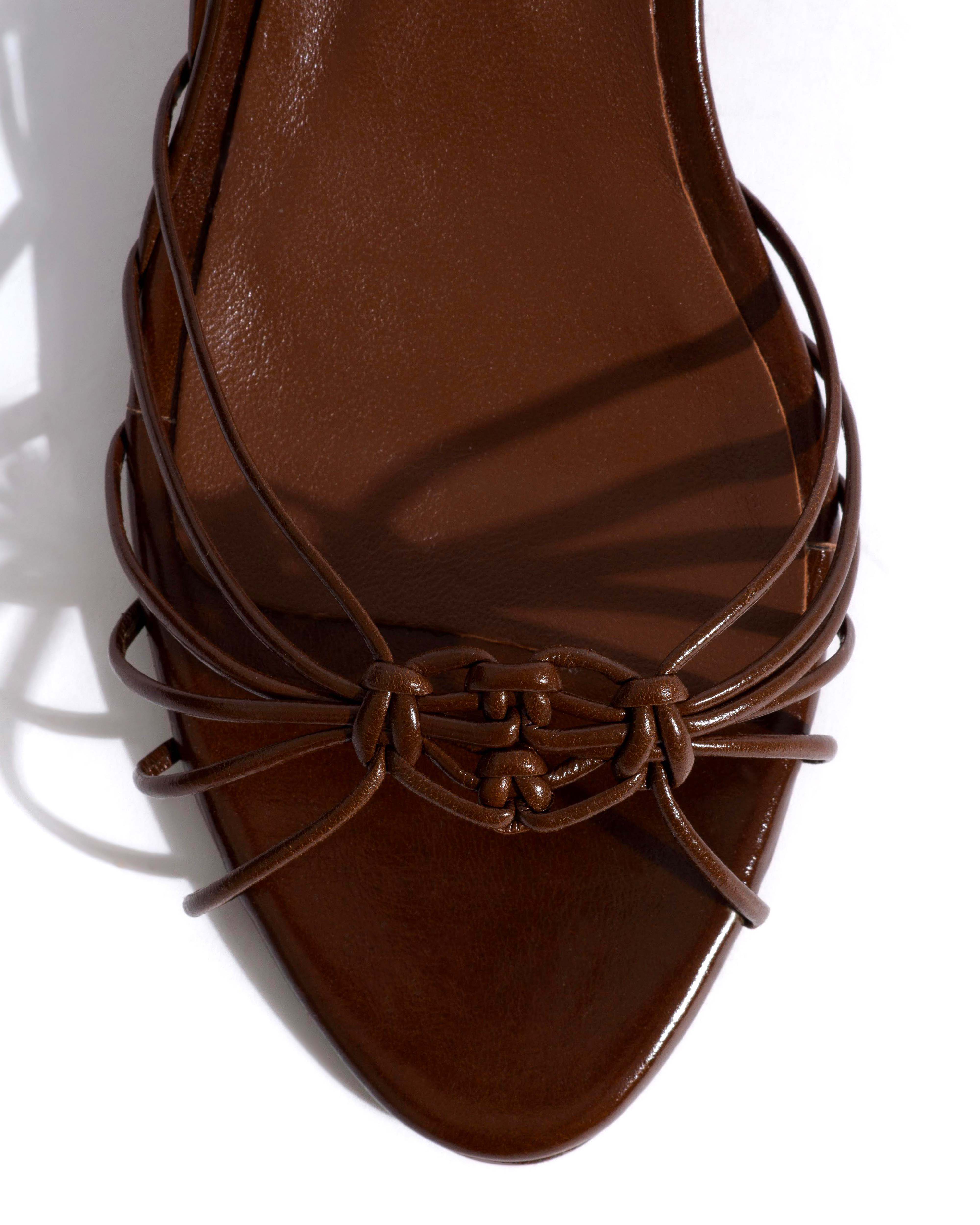 Savannah 40 hand-braided Crinkled polished goat Caramel brown