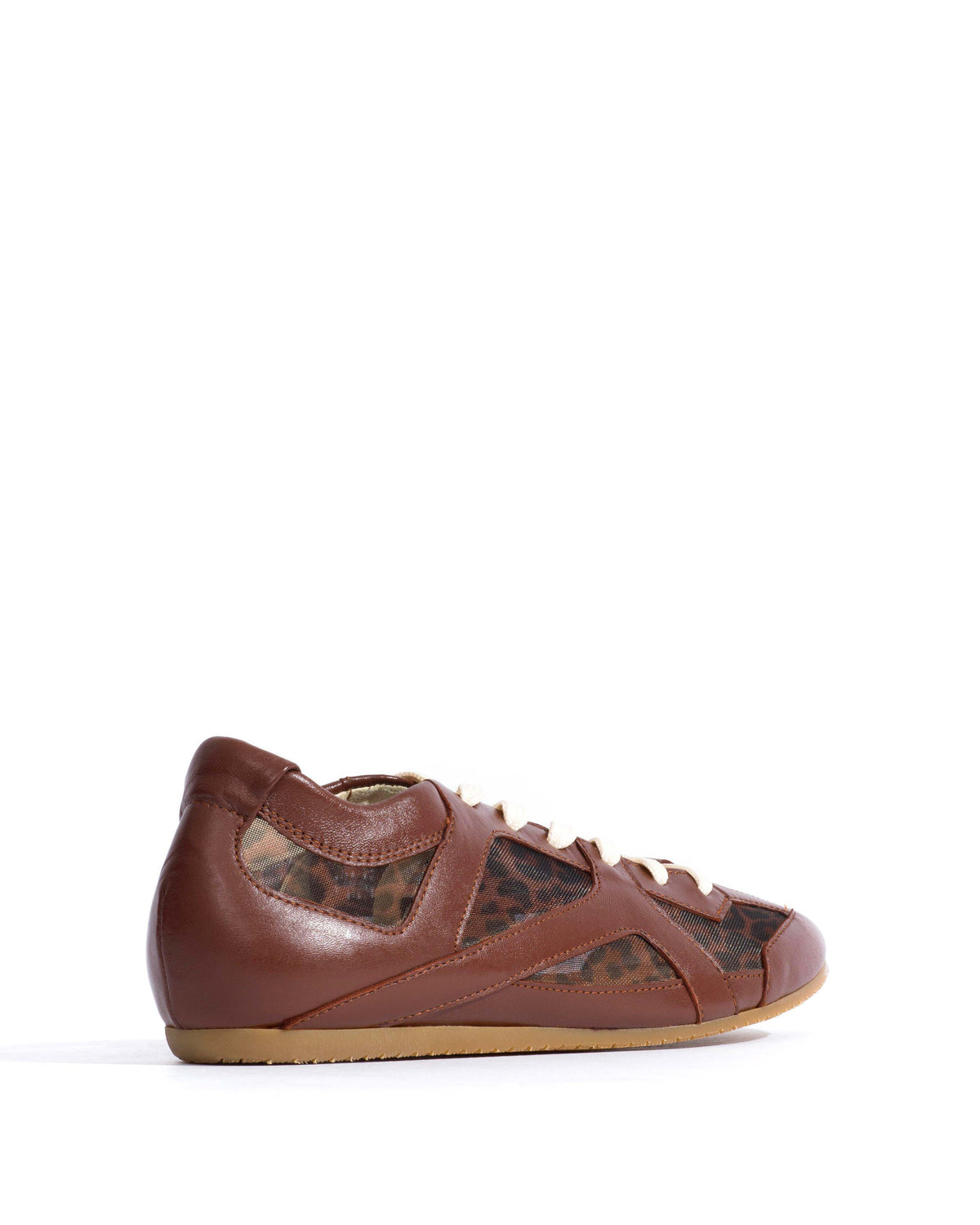 Sneakerina Shiny lamb & mesh Chocolate & leopard