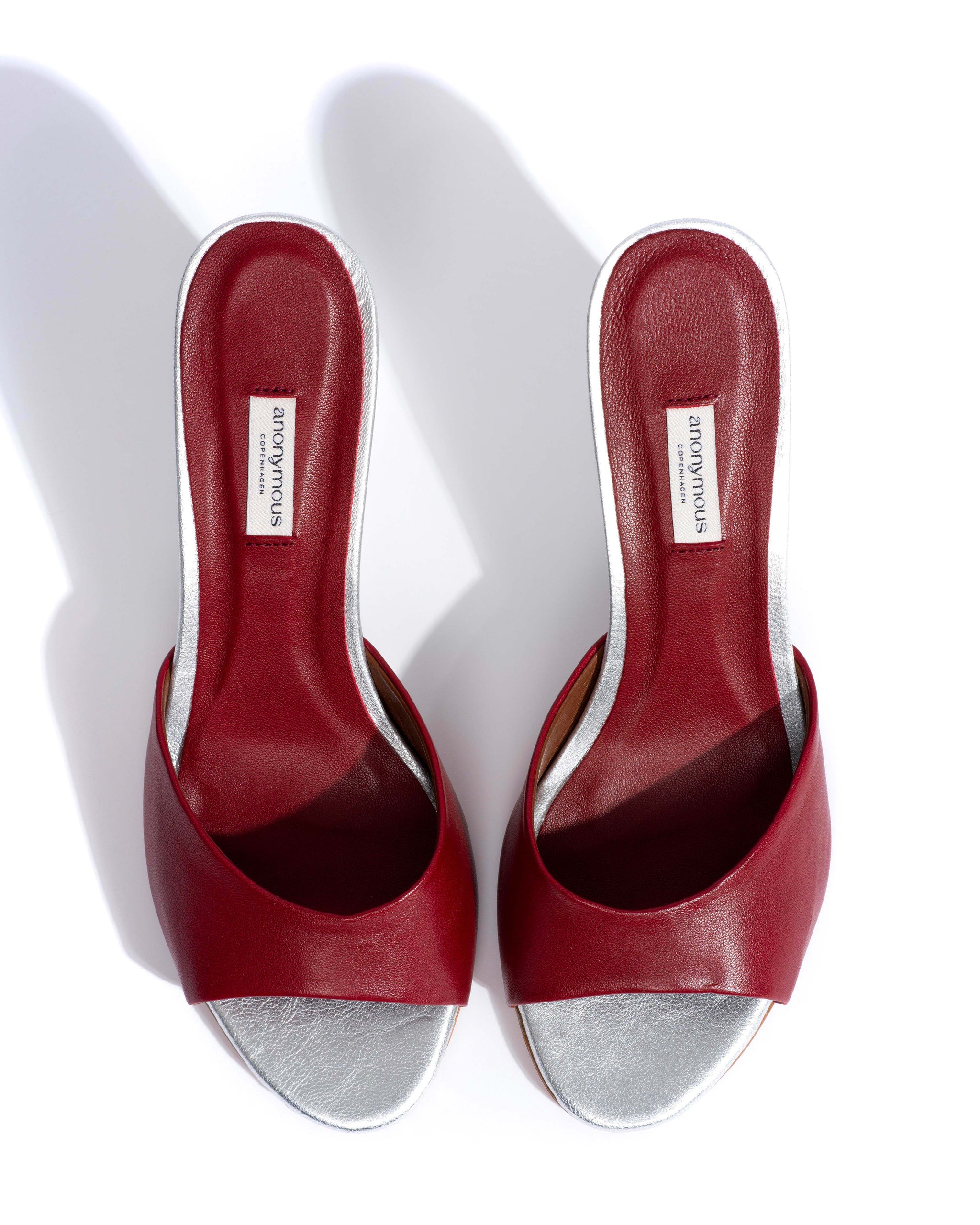 Gwen 75 wedge Shiny lamb & metallic goat Pomegranate & silver - Anonymous Copenhagen Heels