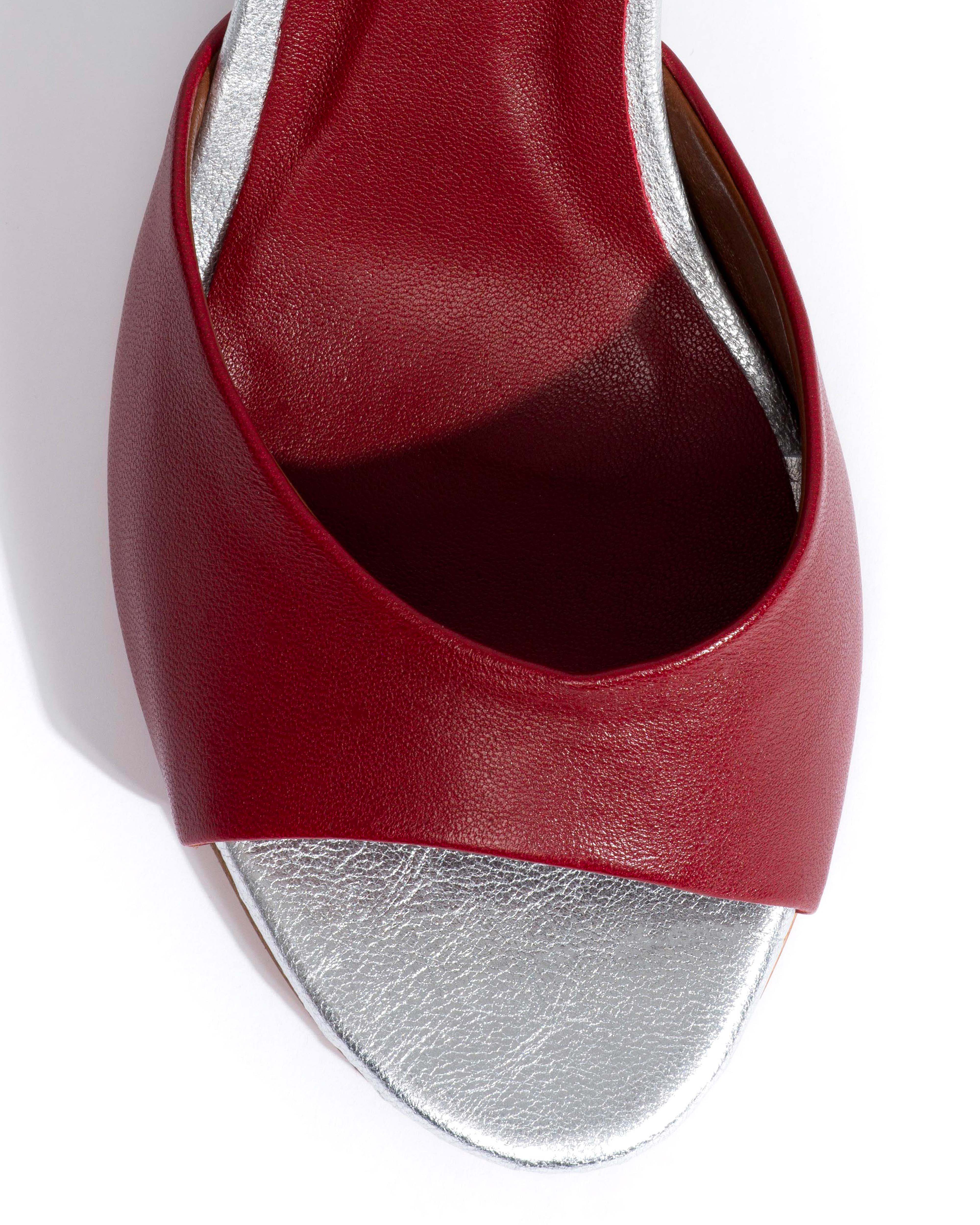 Gwen 75 wedge Shiny lamb & metallic goat Pomegranate & silver