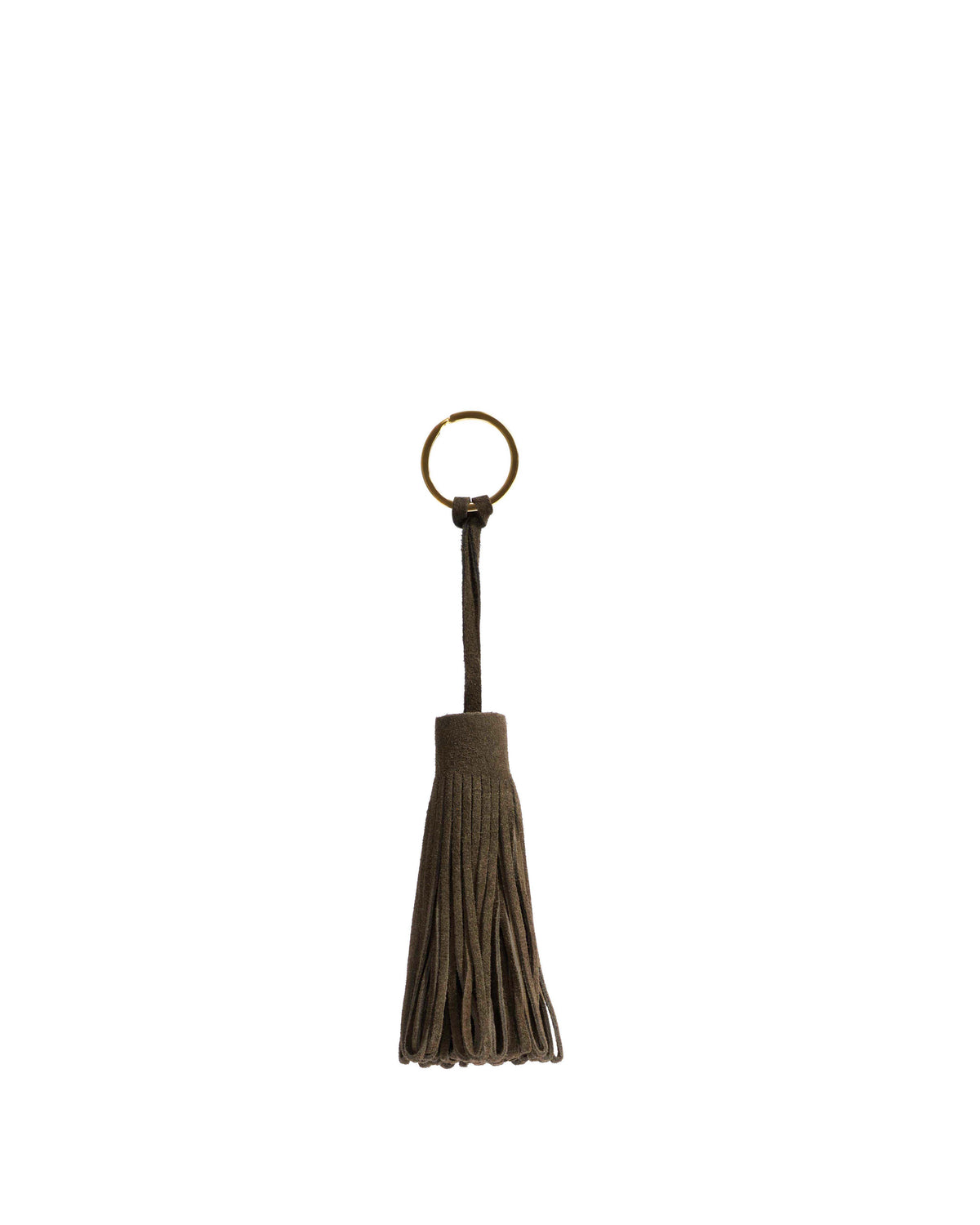 Katty fringe keyring Calf suede Moss green