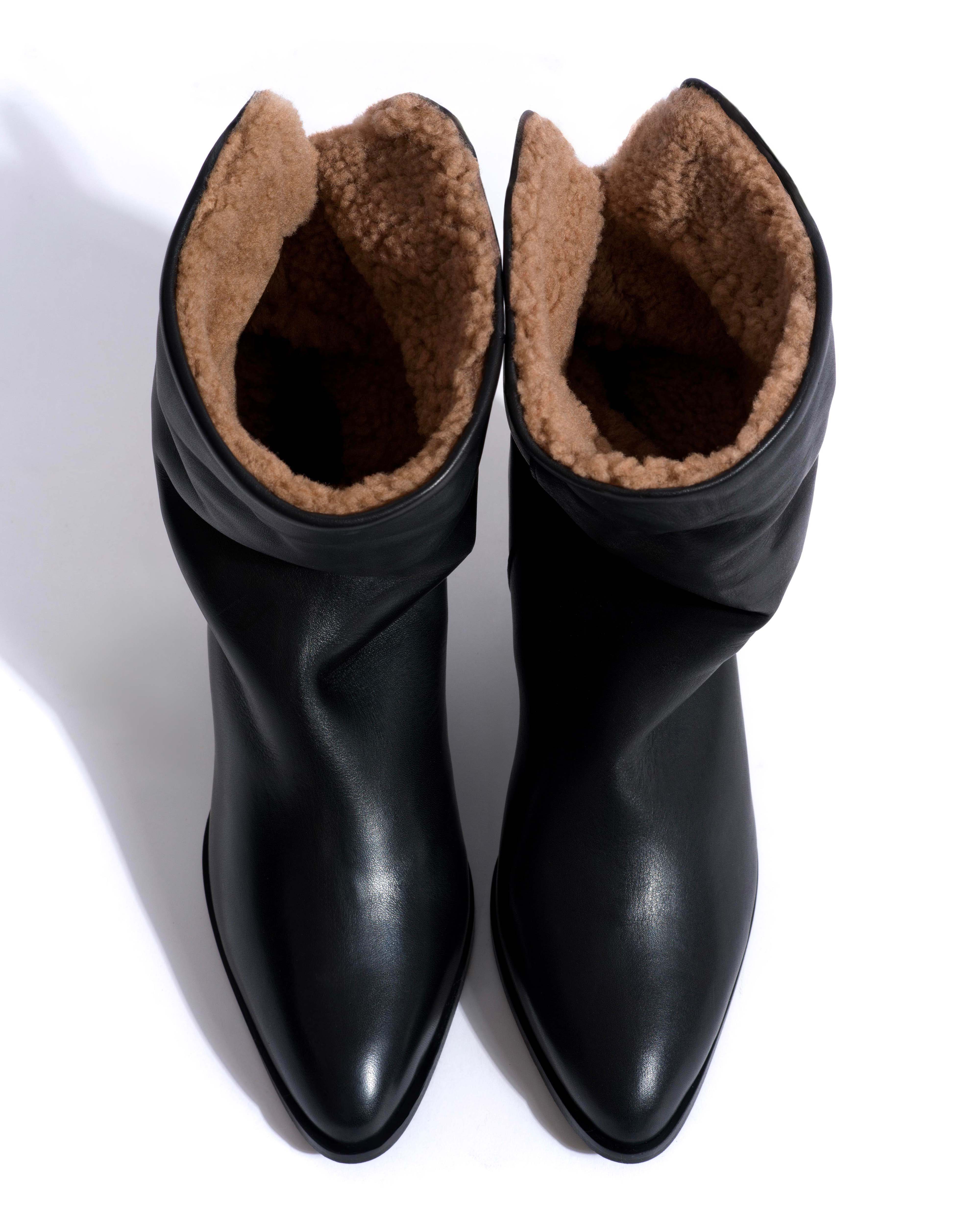 Vully 50 triangle lamb shearling Soft calf Black