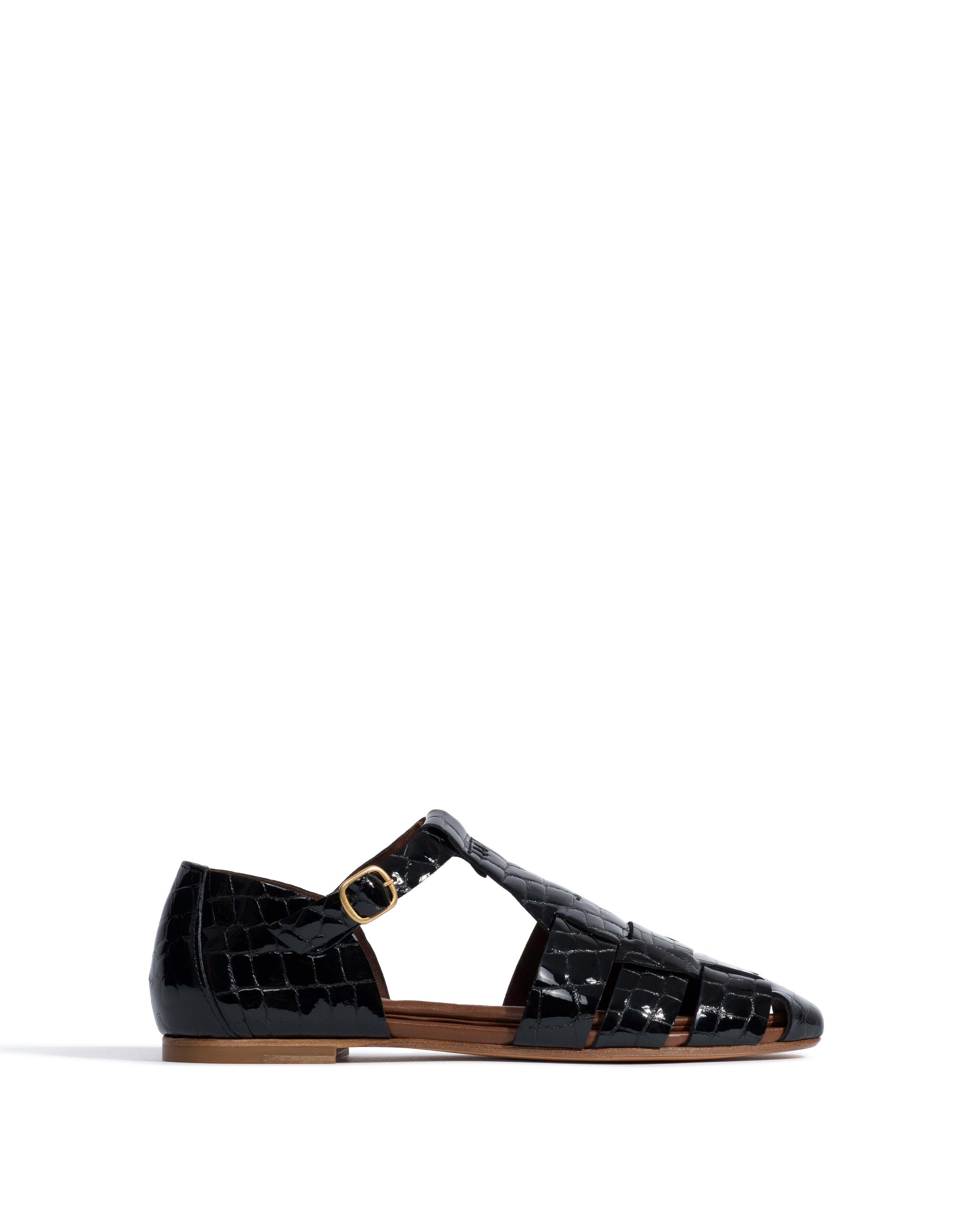 Lain flats Polished croco calf Black - Anonymous Copenhagen Flat-loafers & ballerinas & pumps