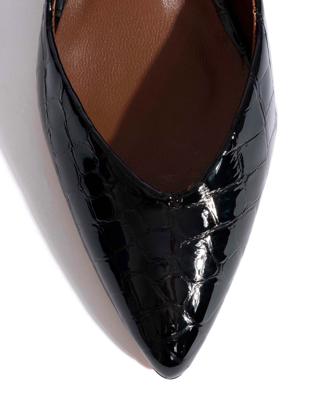 Trini 40 stiletto Polished croco calf Black
