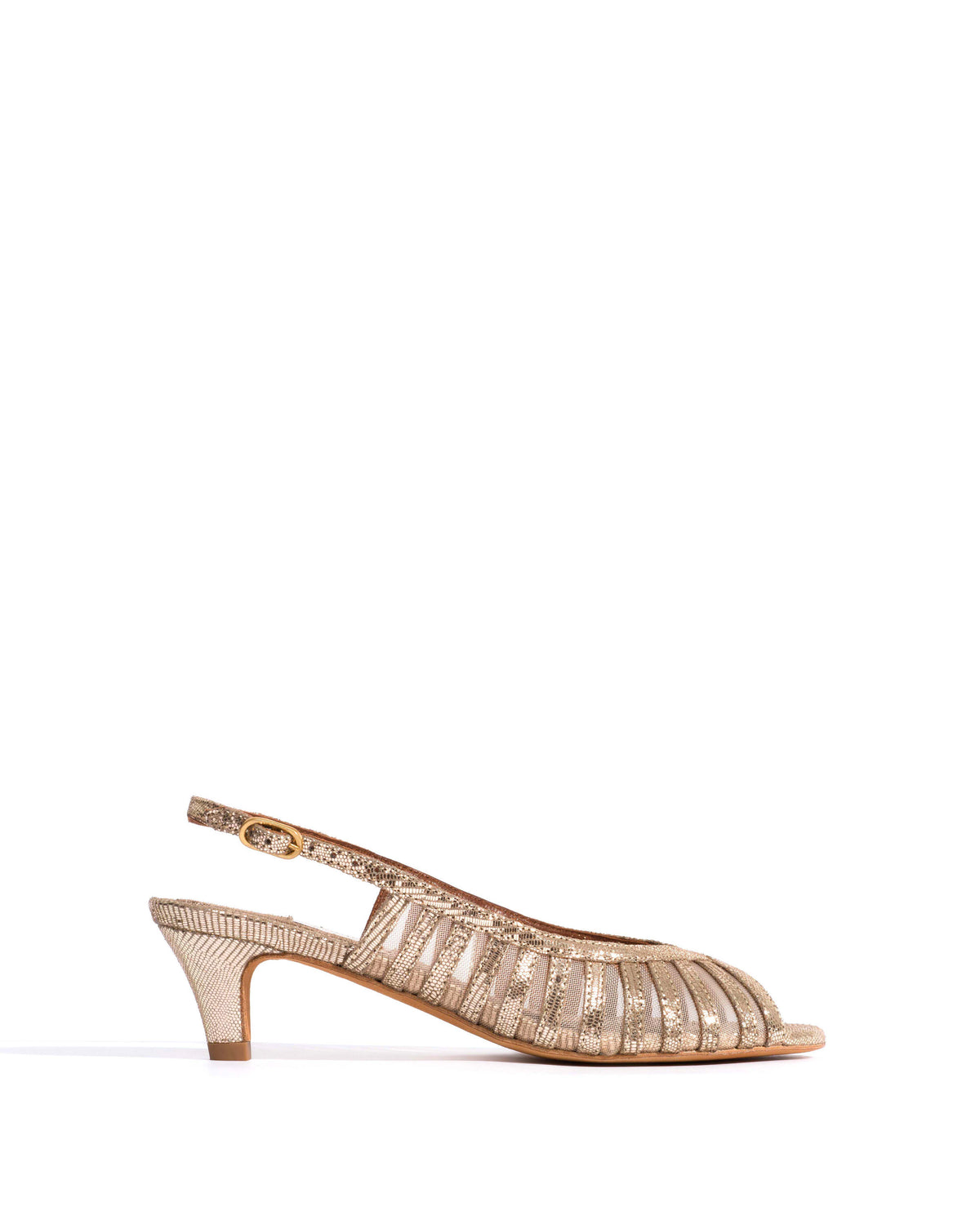 Carminho 40 mesh Lizard metallic goat & mesh Vintage champagne & gold