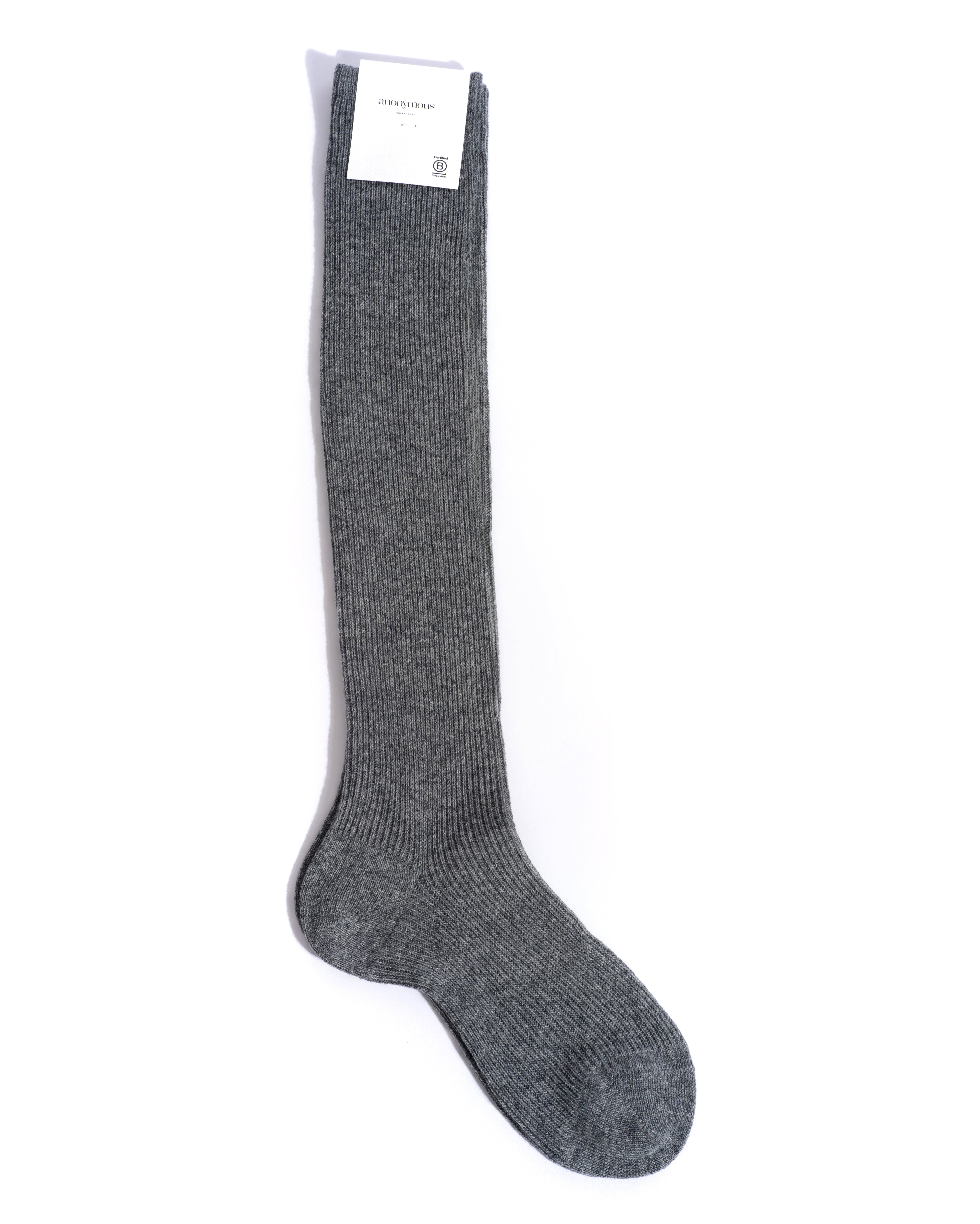 Lanai knee-high cashmere socks 70% wool 30% cashmere Light grey