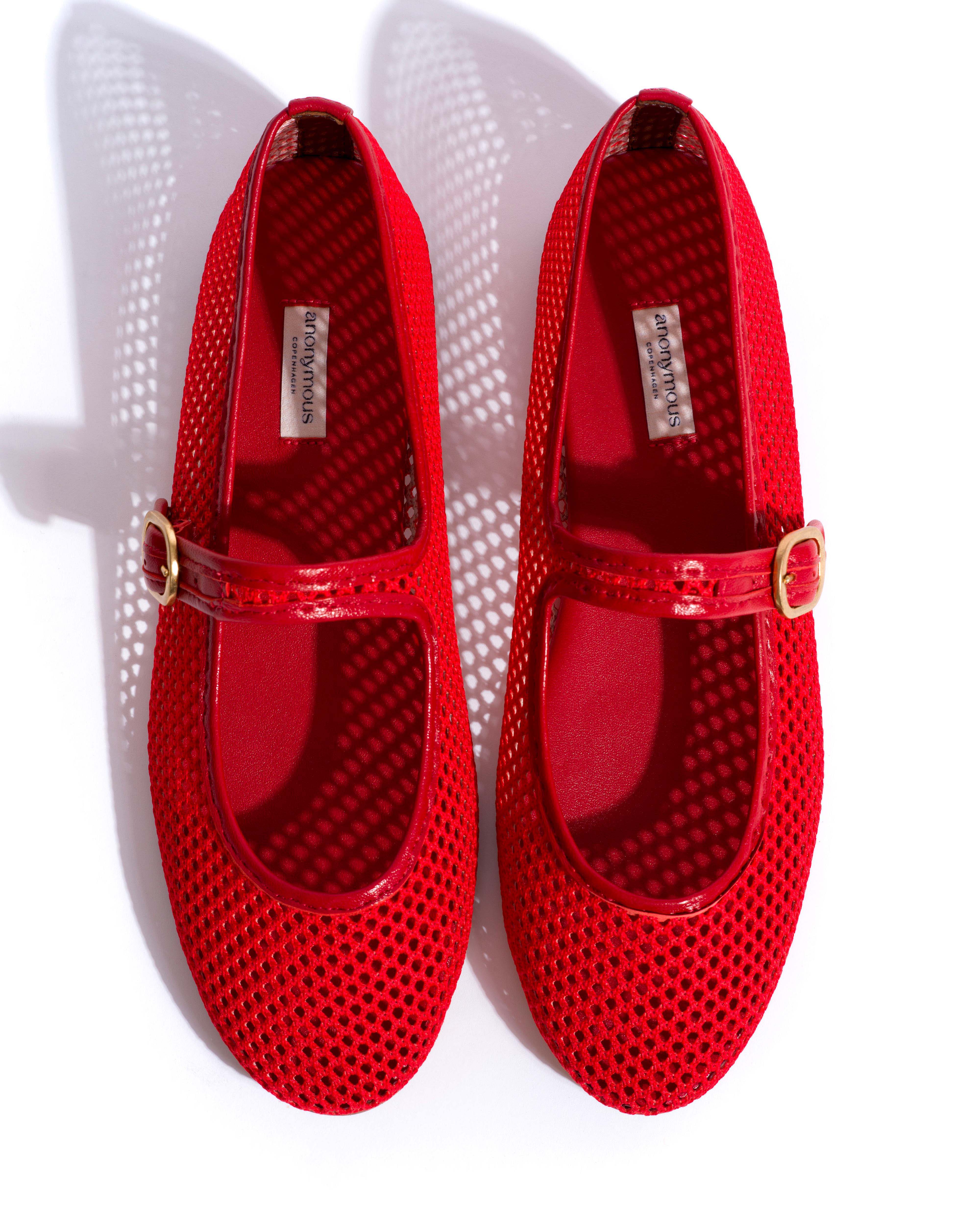 Lana netted mesh Shiny lamb & netted mesh Ruby red