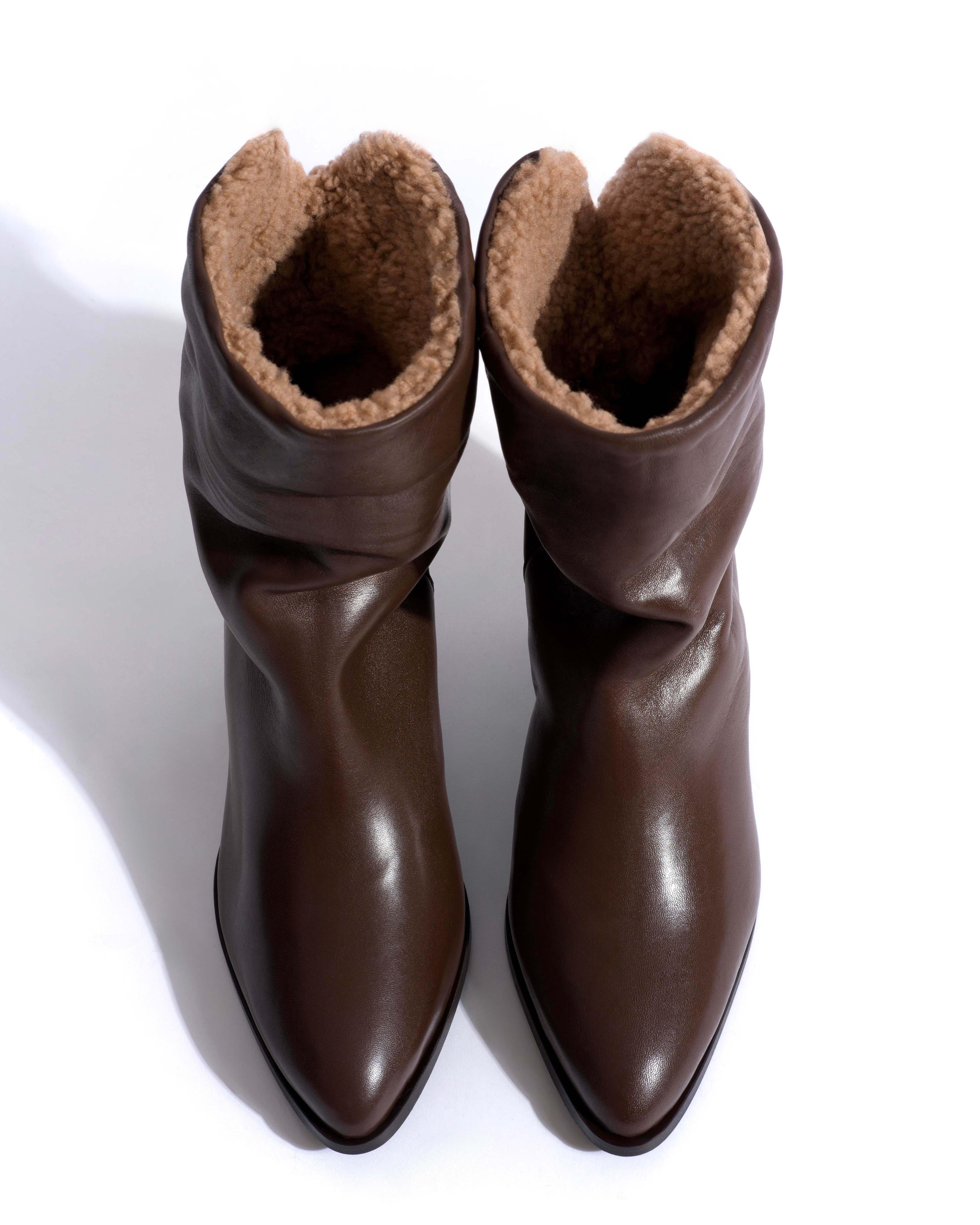 Vully 50 triangle lamb shearling Soft calf Dark taupe