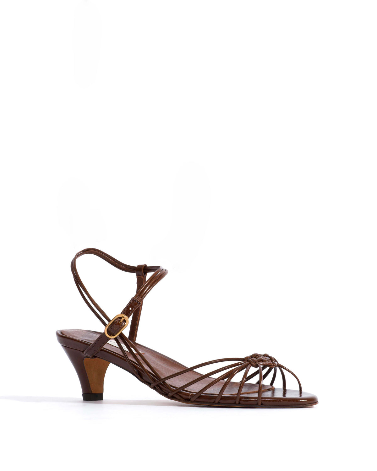 Savannah 40 hand-braided Crinkled polished goat Caramel brown