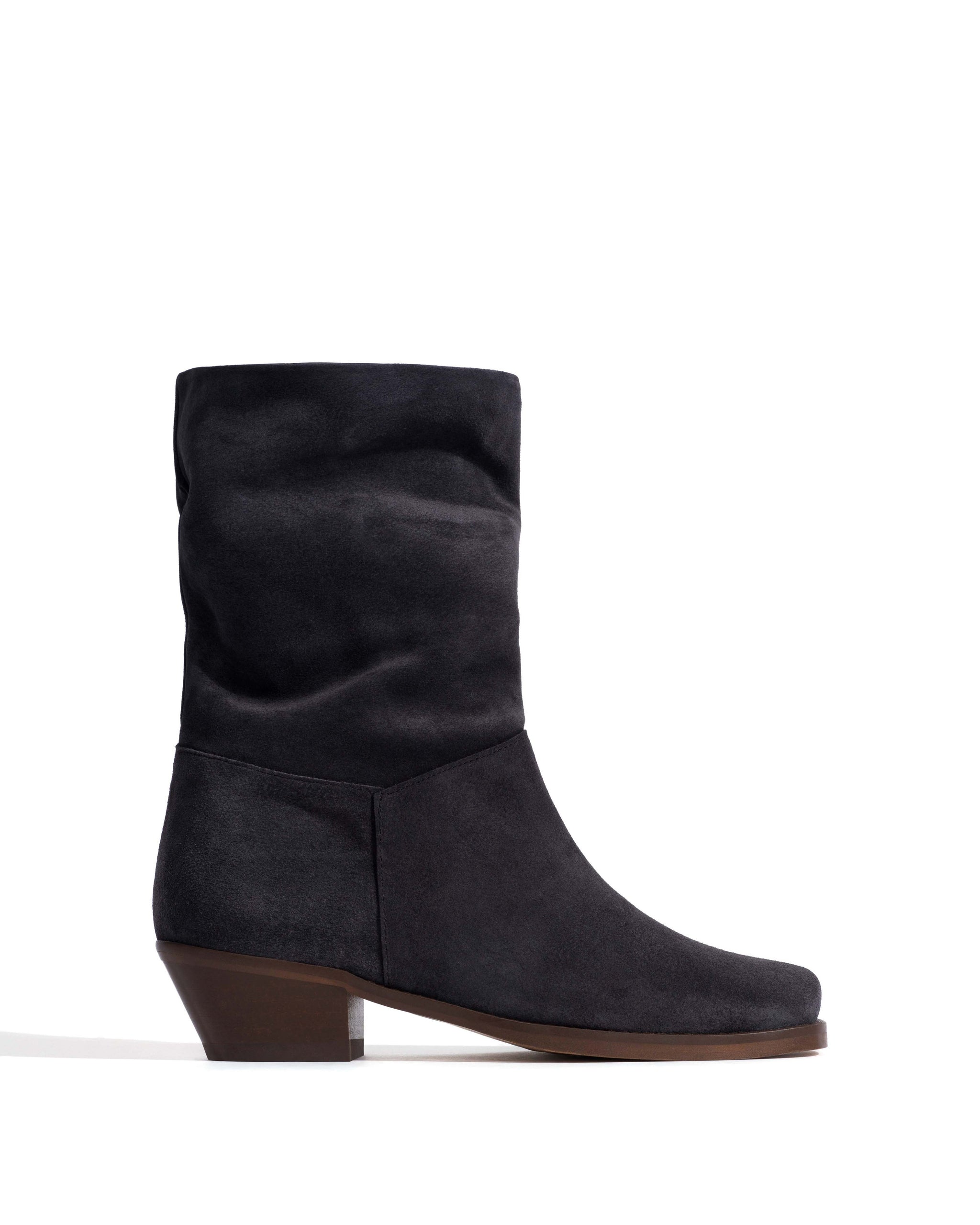 Patricia Calf suede & sleek leather Off black & black