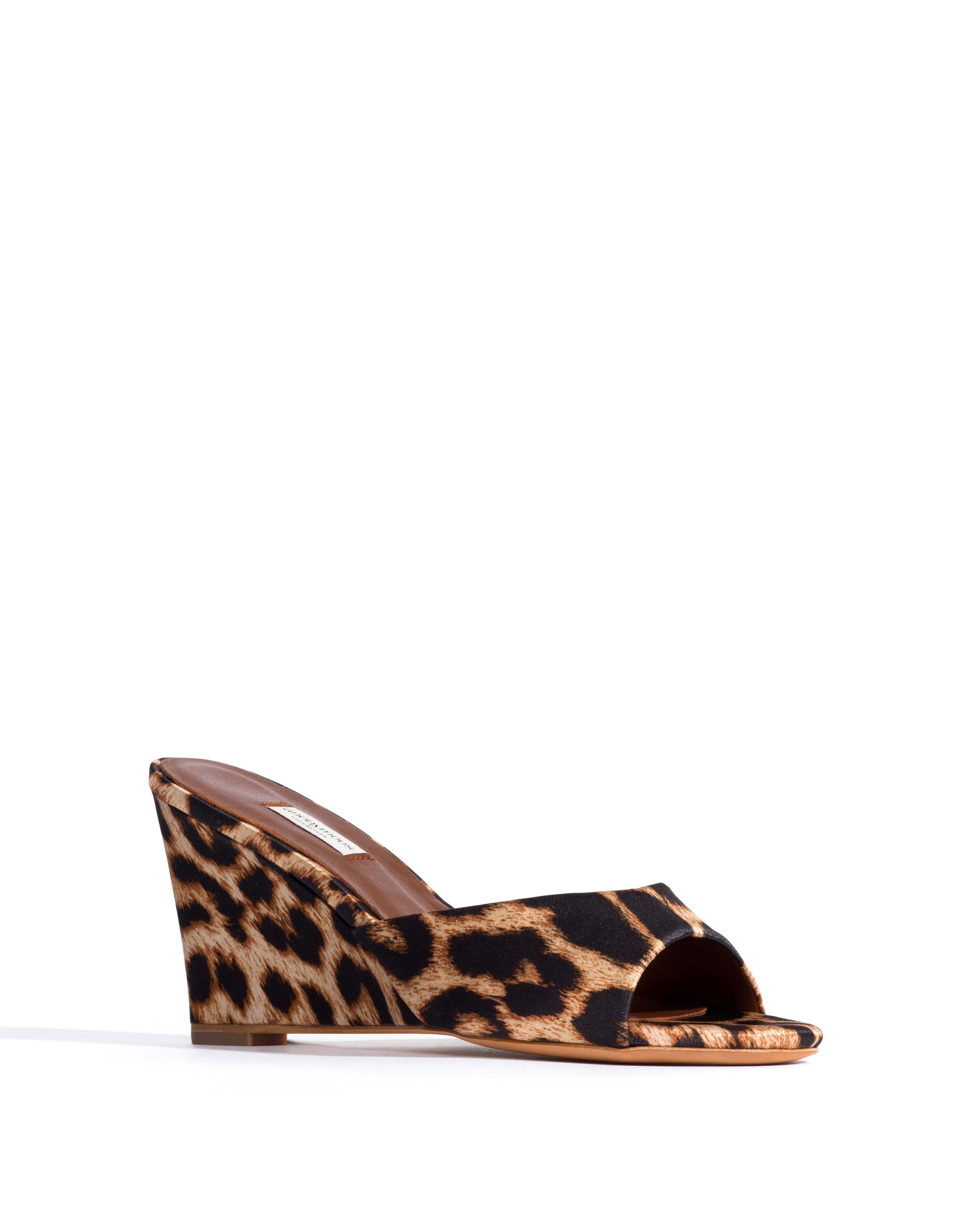 Gwen 75 wedge Satin print Leopard