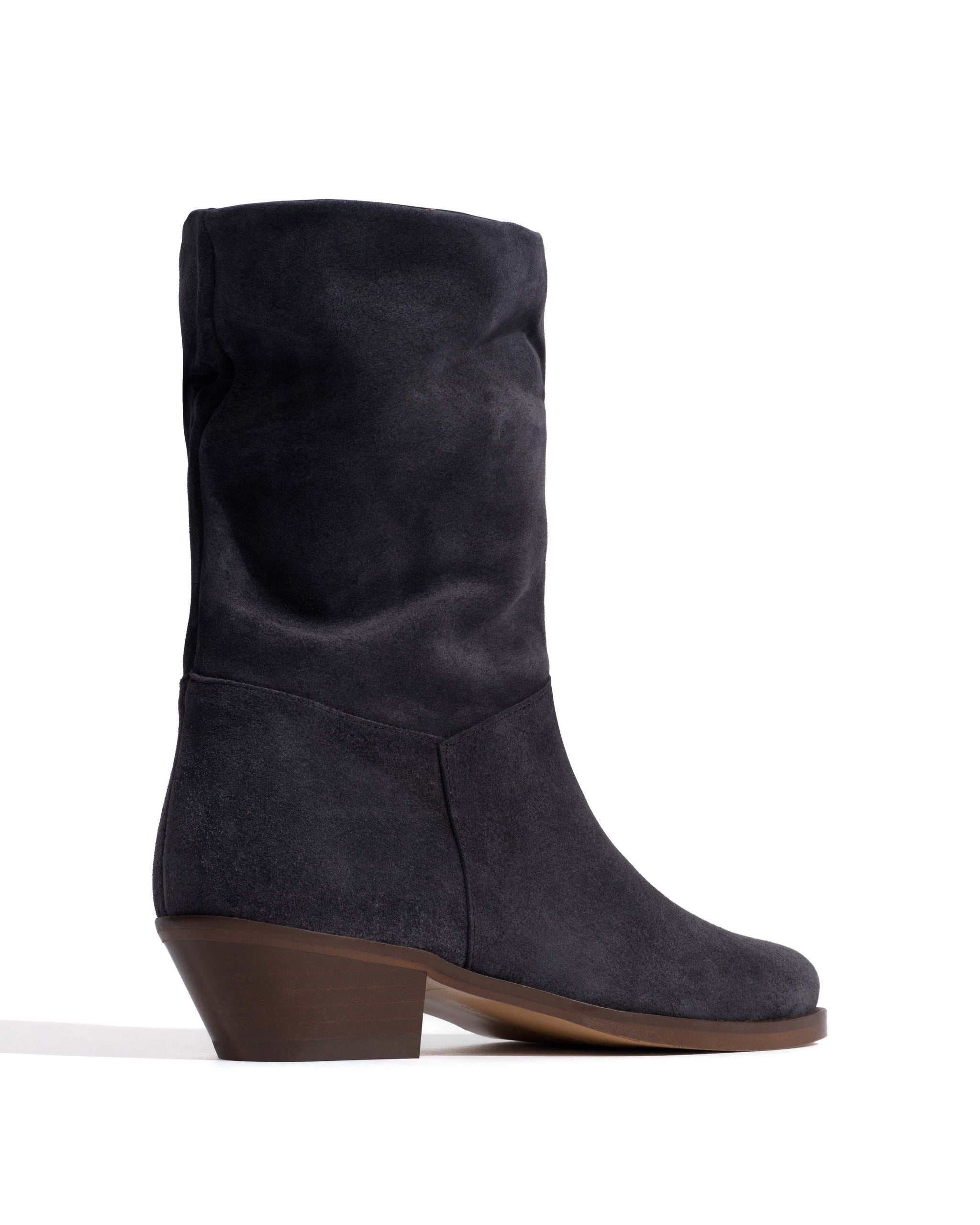 Patricia Calf suede & sleek leather Off black & black