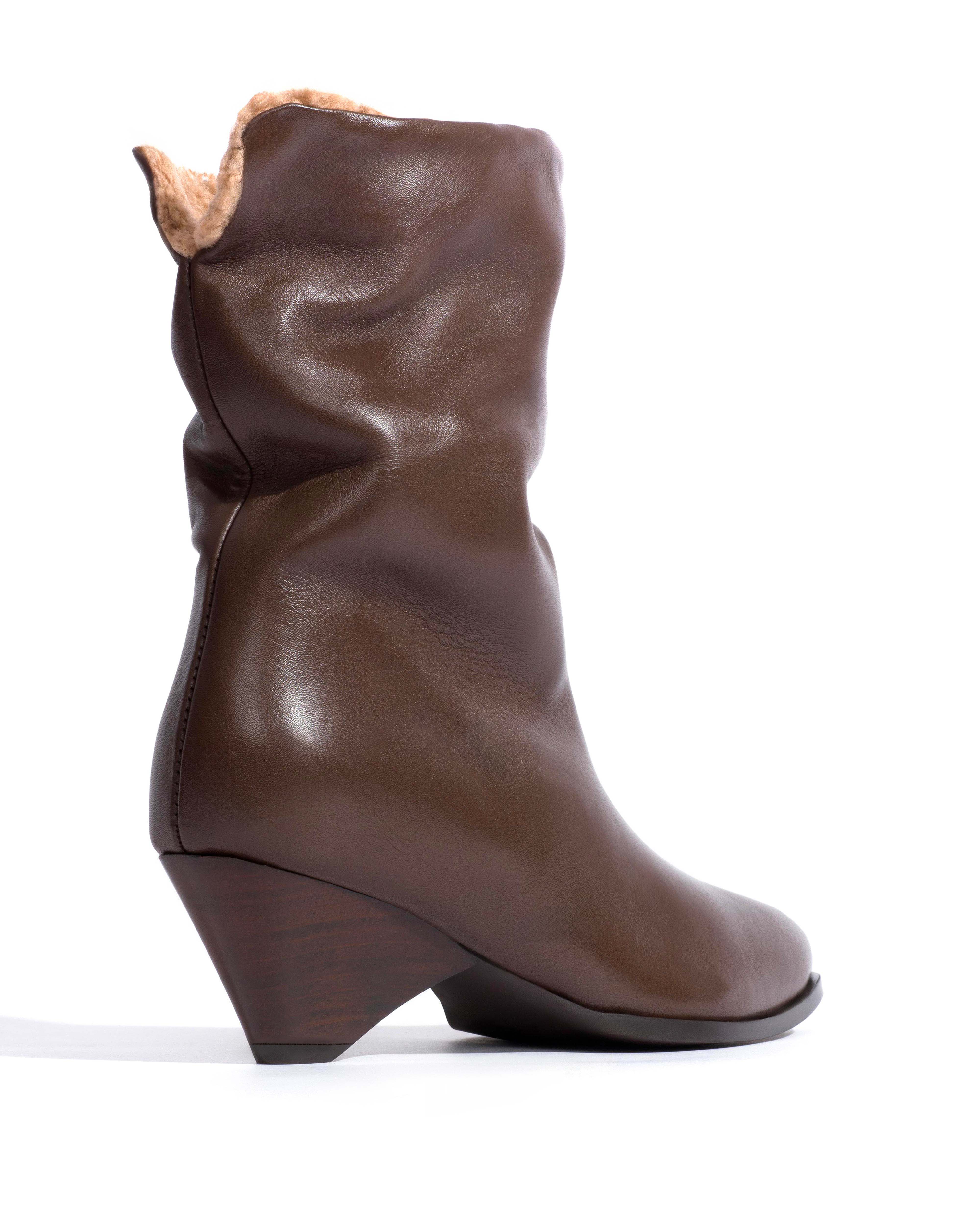 Vully 50 triangle lamb shearling Soft calf Dark taupe