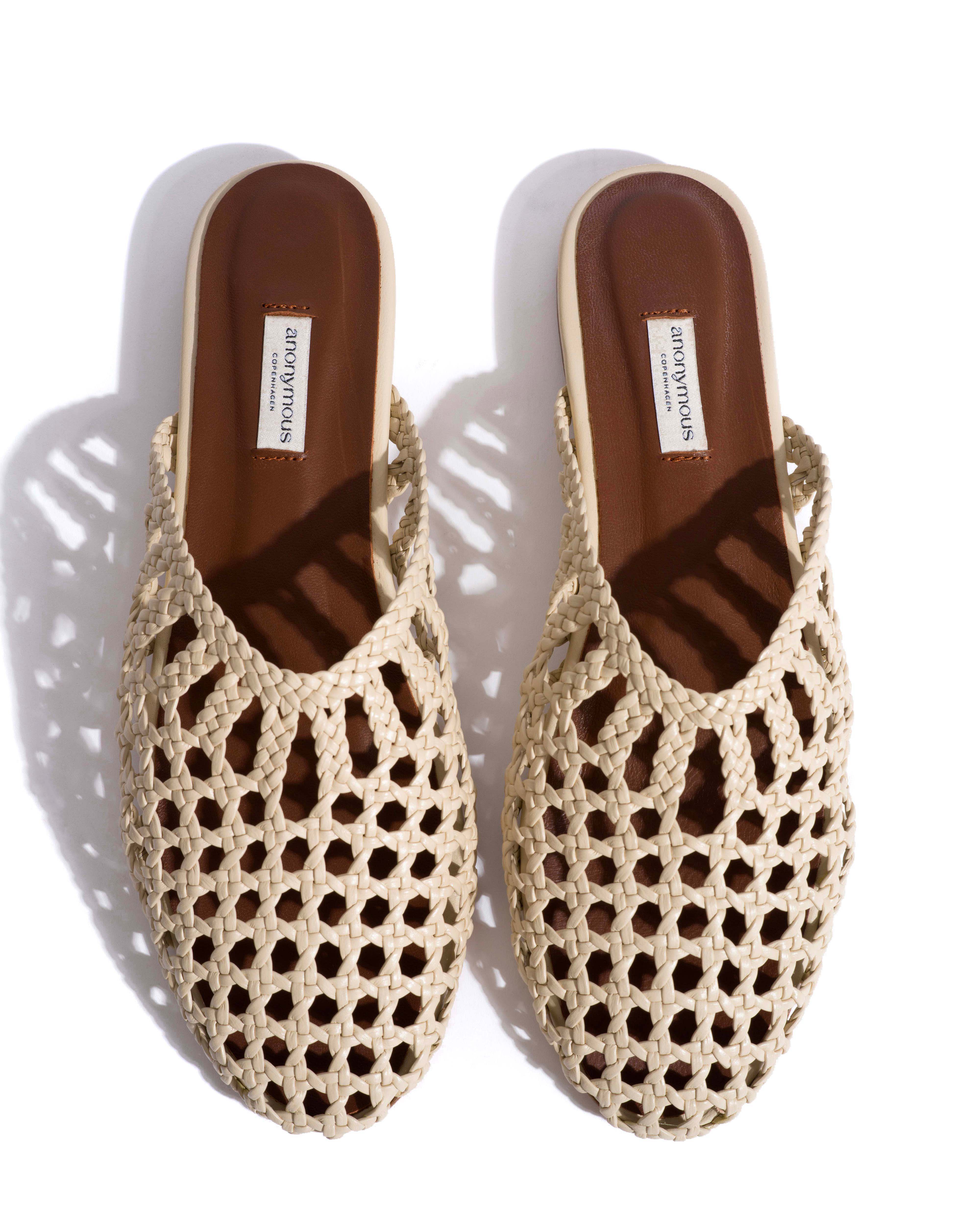Sabrina 10 hand-braided leather White sand